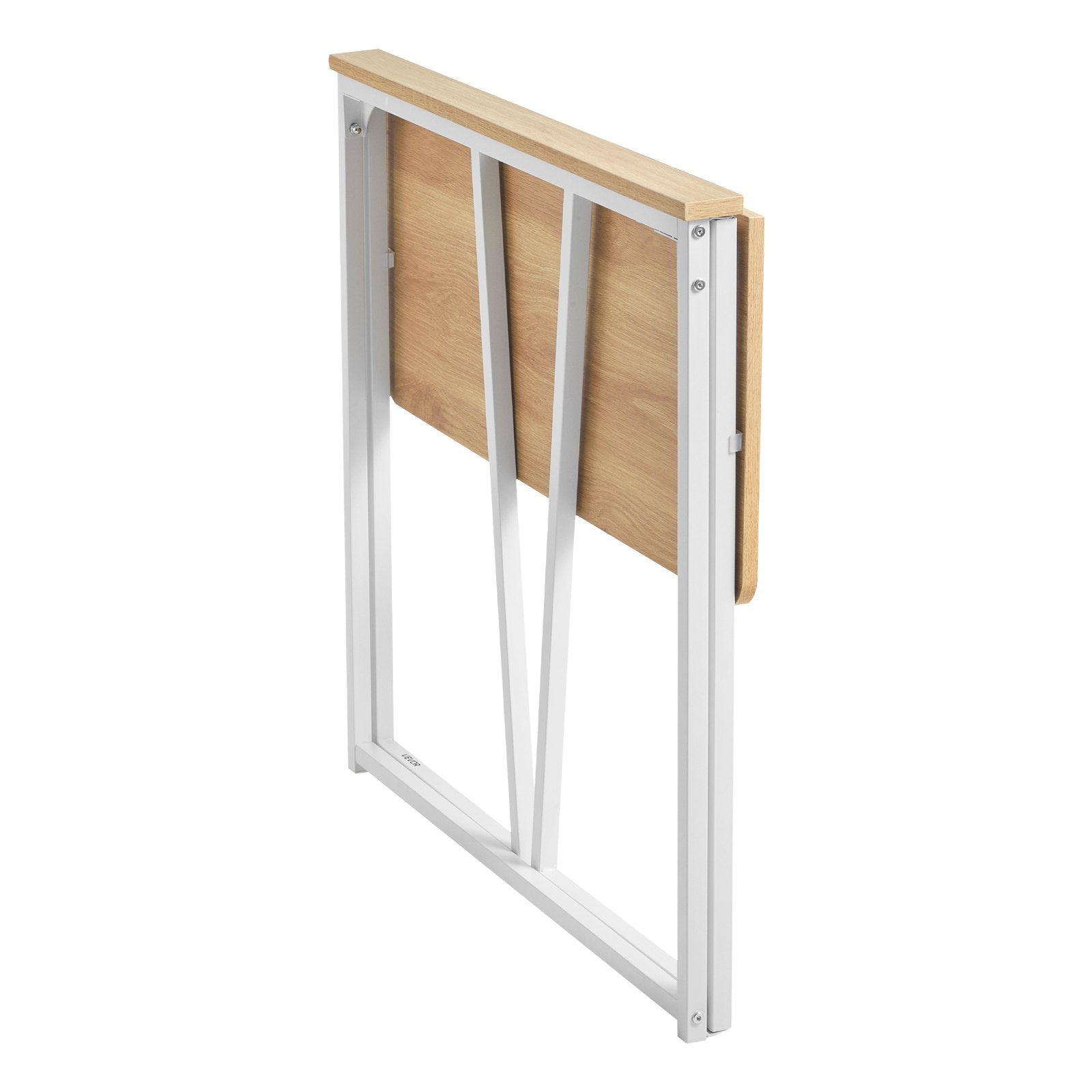 Compact Folding Desk with Storage Hooks, 31.5" Space-Saving Computer Table for Home Office, Easy Assembly, Oak Finish, Multi-Purpose Use