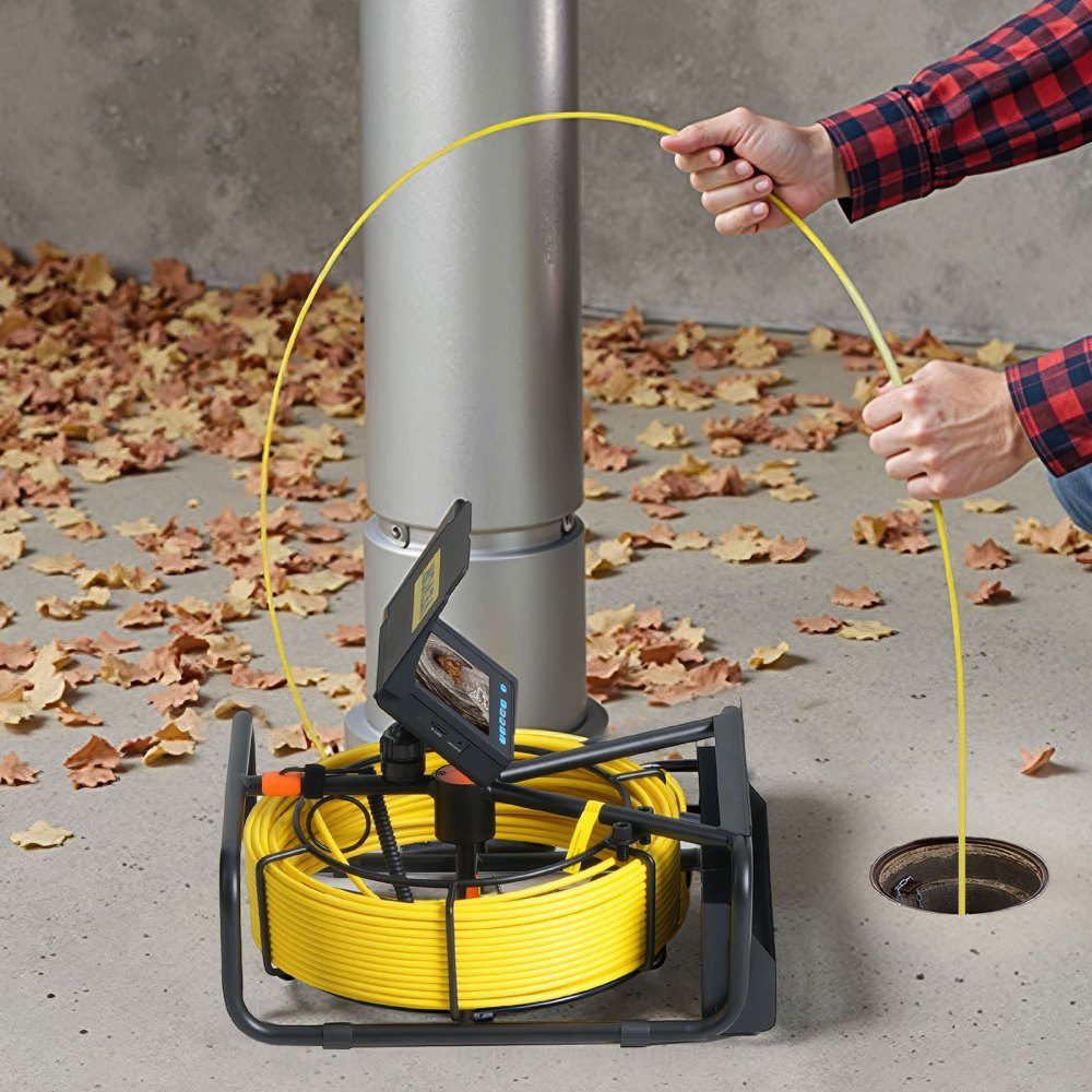 Long Sewer Inspection Camera with DVR, 65.6FT Cable and 4.3" Display for Plumbing, Drain, and Duct Inspection with LED and Waterproof IP68 Rating