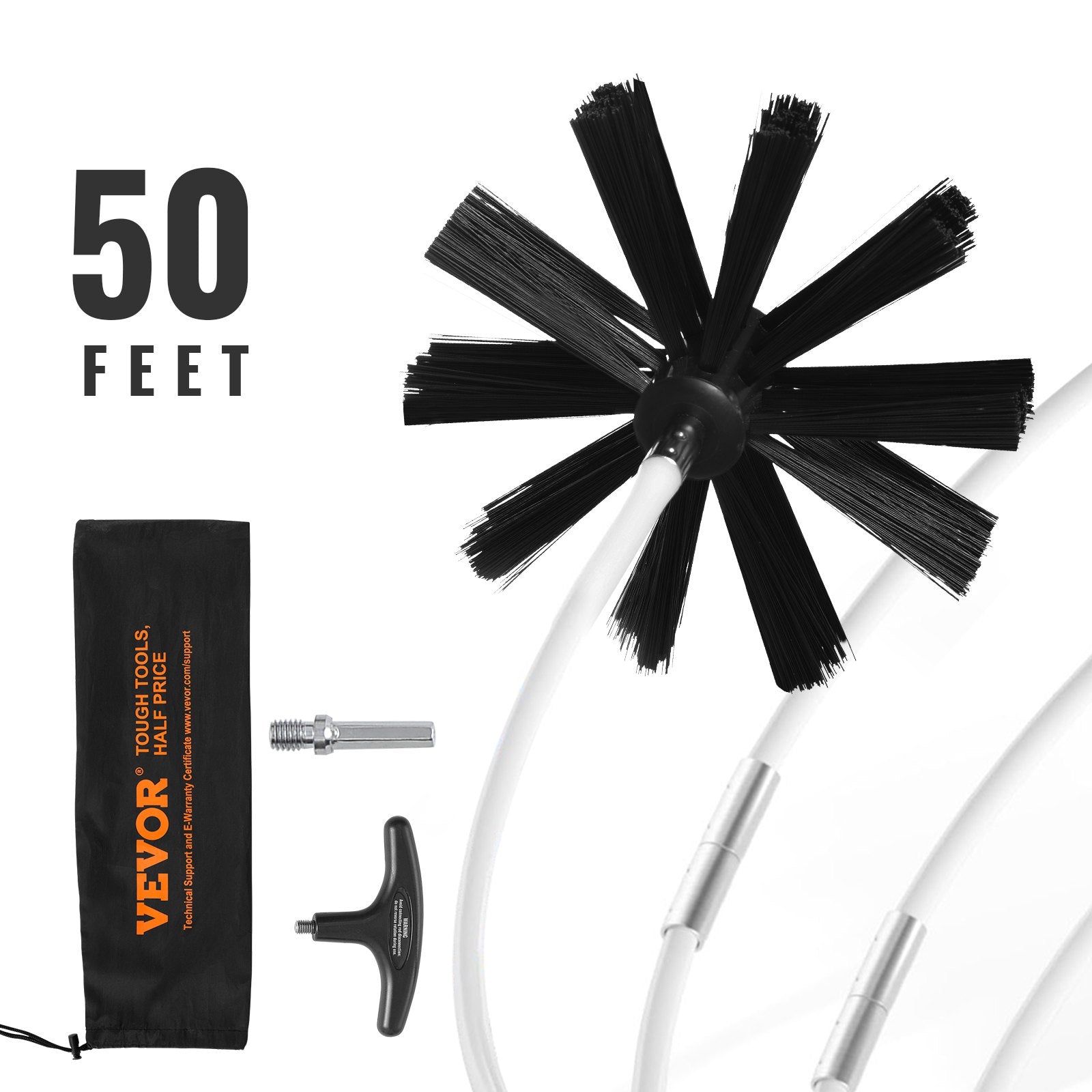 50-Foot Dryer Vent Cleaner Kit with 37-Piece Nylon Brush Set - Lint Remover, Flexible Trap Brush, Clamp Connectors, Fire Hazard Prevention Tools