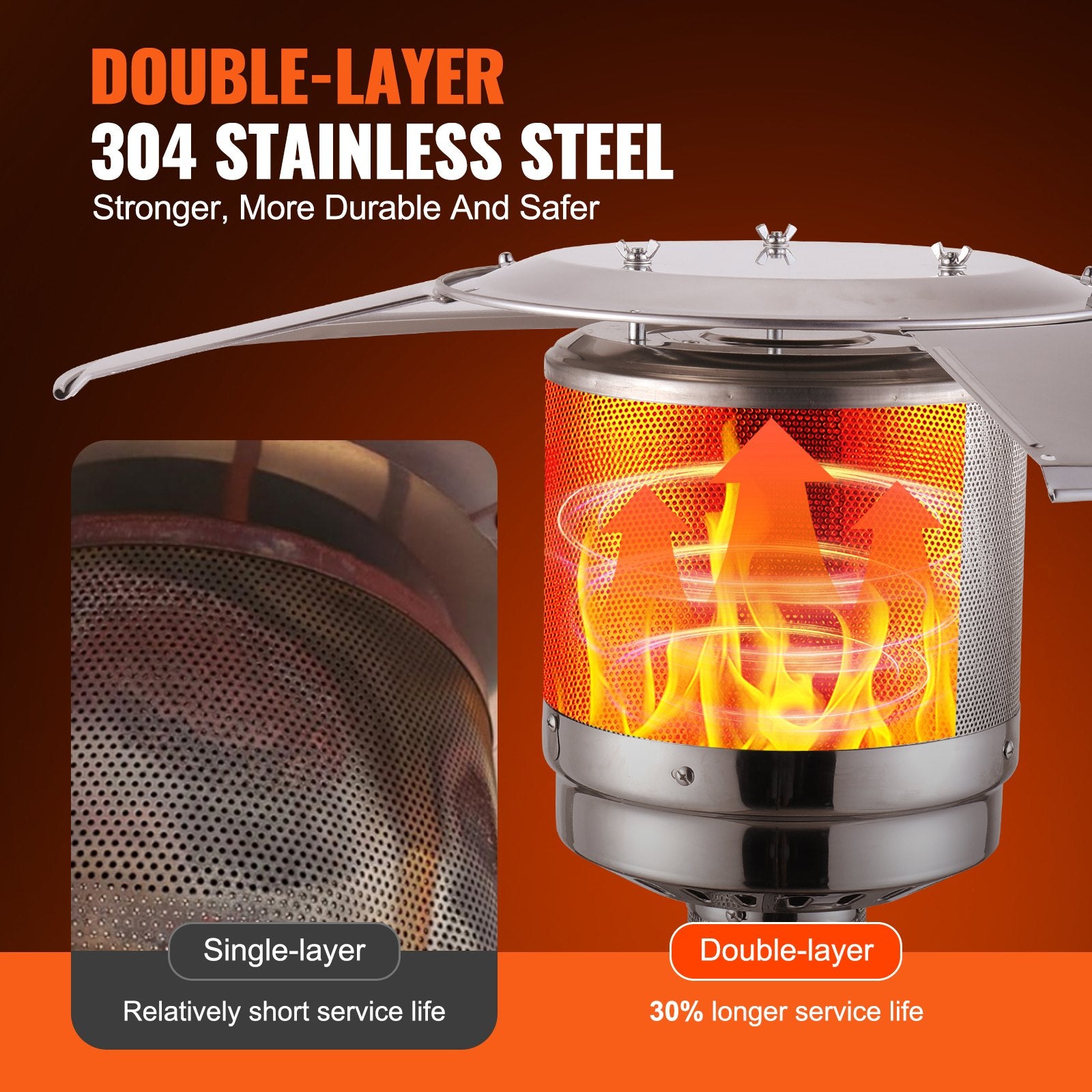 Patio Heater 50000BTU Propane for Outdoor Spaces with Round Table Design, Metal Burner, Wheels, Safe & Easy Ignition, Silver Gray