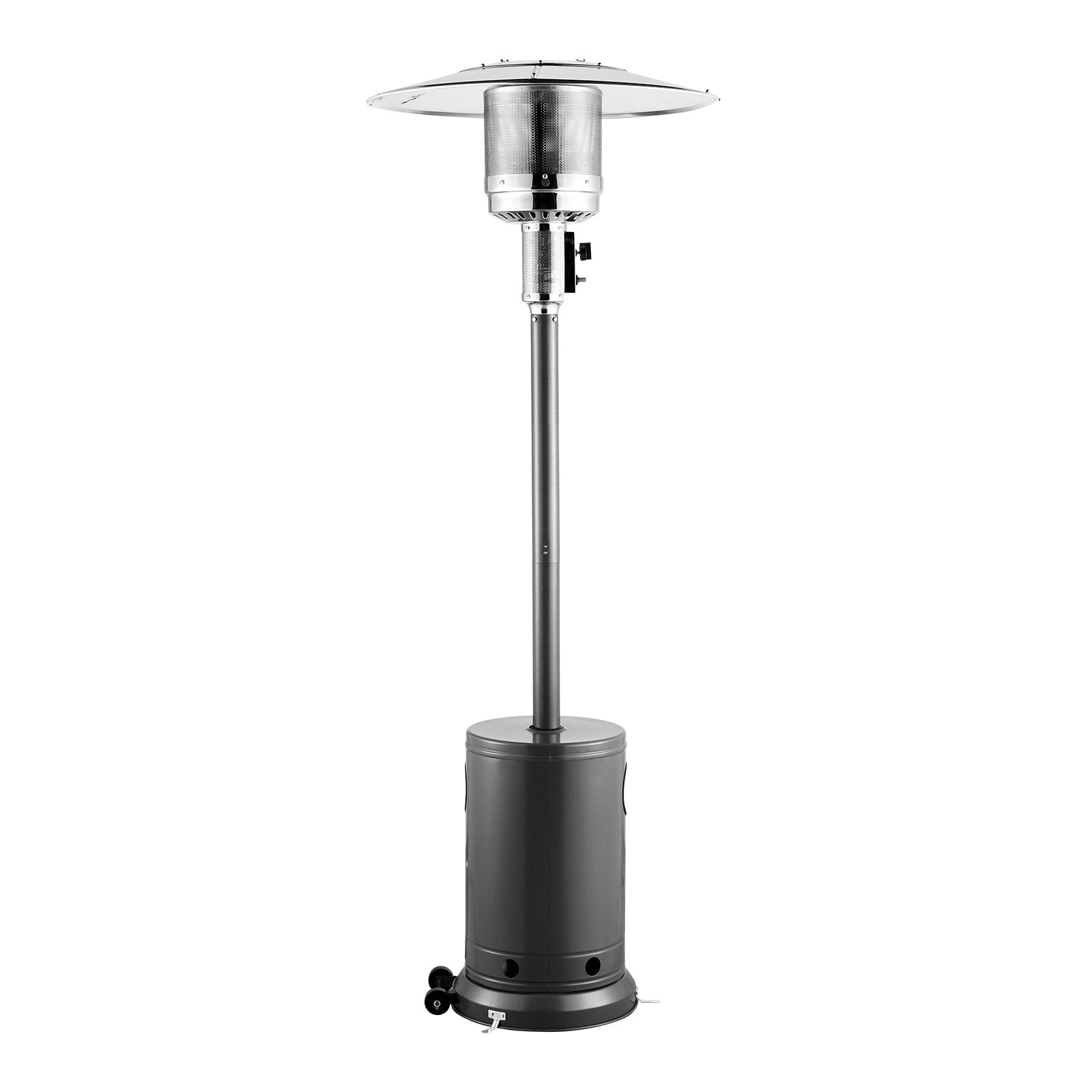 Patio Heater 50000BTU Propane for Outdoor Spaces with Round Table Design, Metal Burner, Wheels, Safe & Easy Ignition, Silver Gray
