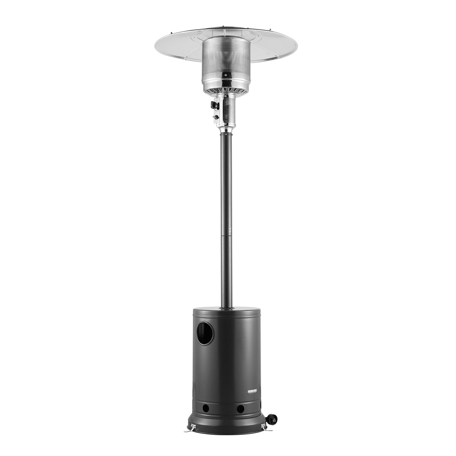 Patio Heater 50000BTU Propane for Outdoor Spaces with Round Table Design, Metal Burner, Wheels, Safe & Easy Ignition, Silver Gray