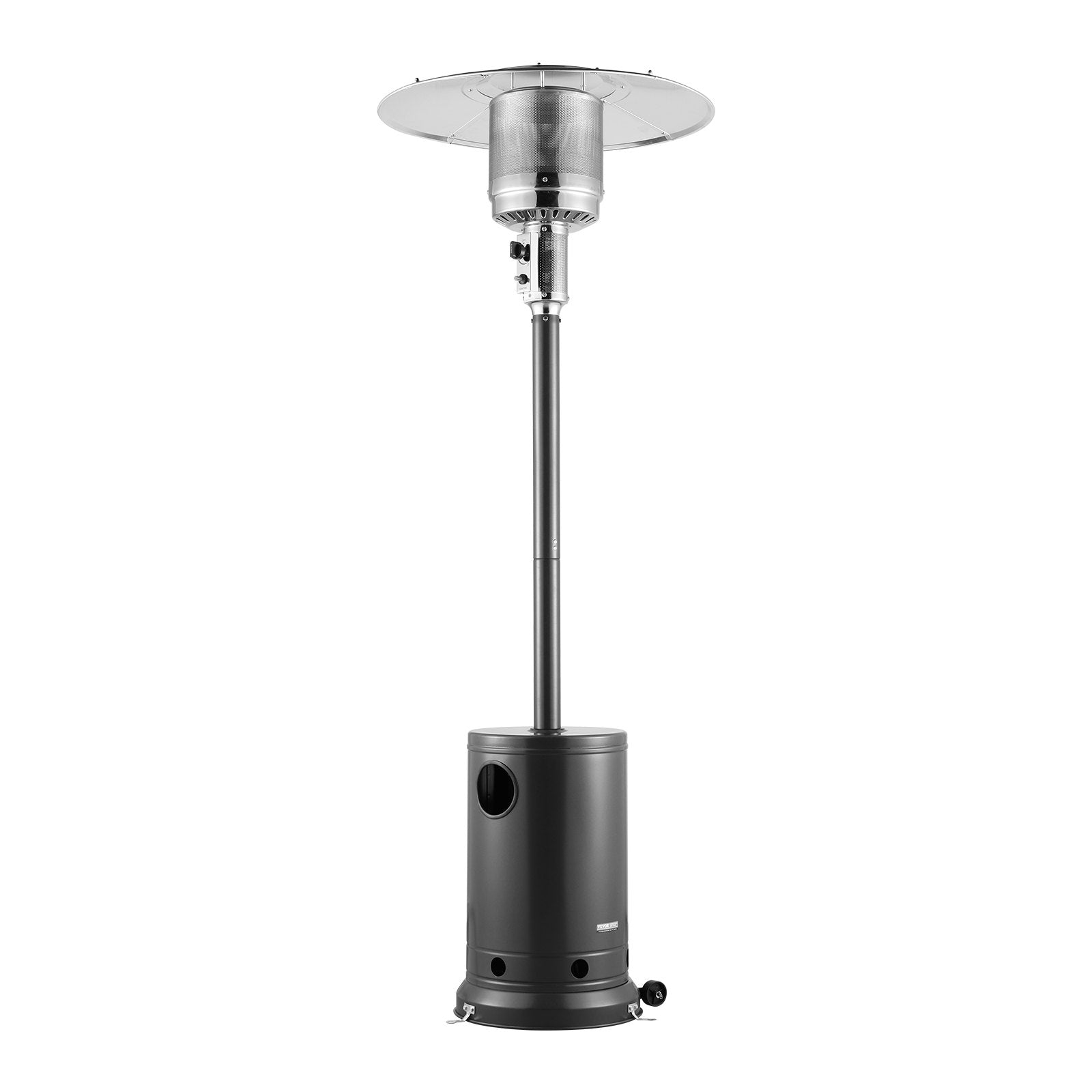 Patio Heater 50000BTU Propane for Outdoor Spaces with Round Table Design, Metal Burner, Wheels, Safe & Easy Ignition, Silver Gray