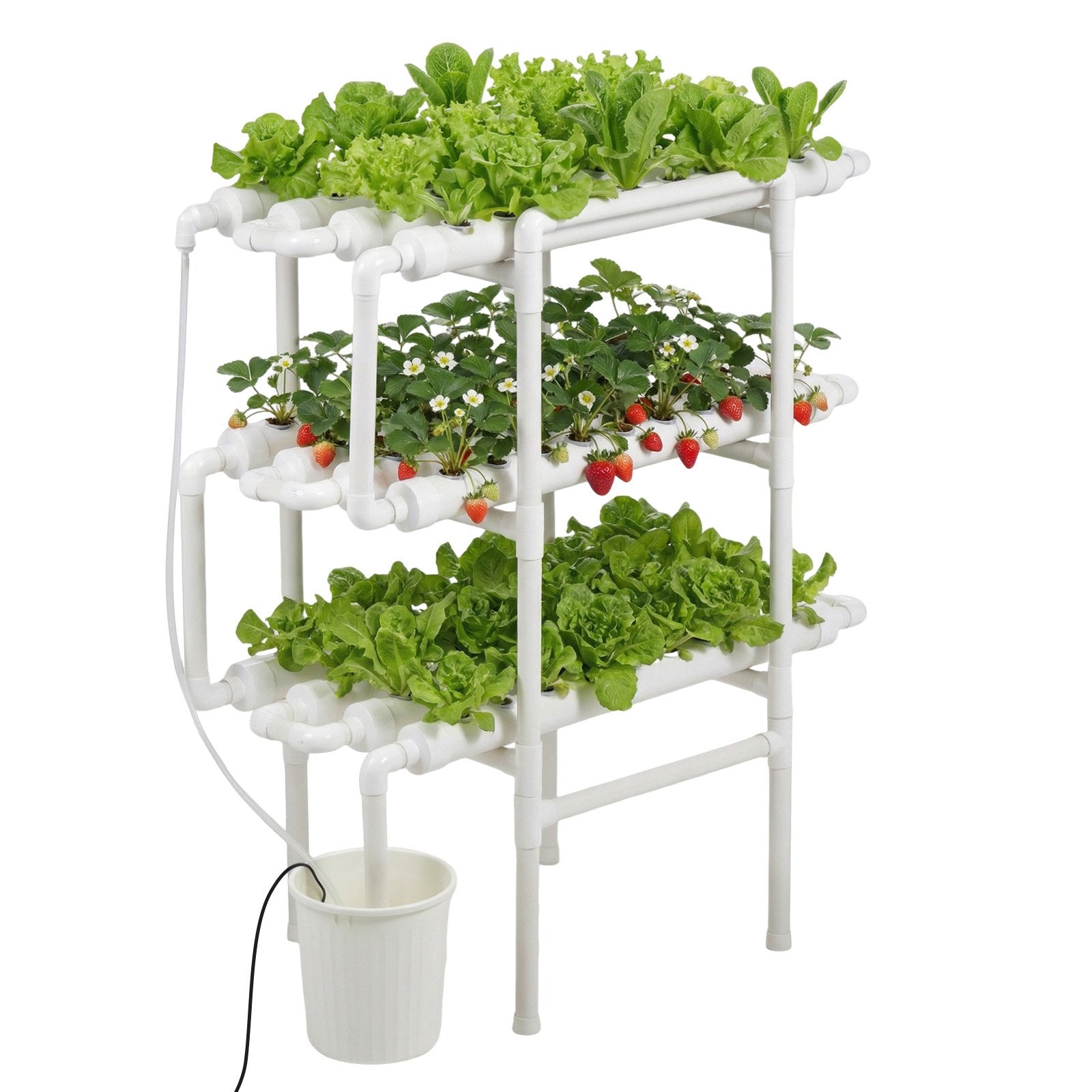 Advanced Hydroponic Garden Kit: 3-Tier System with 108 Sites, Timed Irrigation, UV-Blocking UPVC Pipes for Indoor Vegetables and Herbs