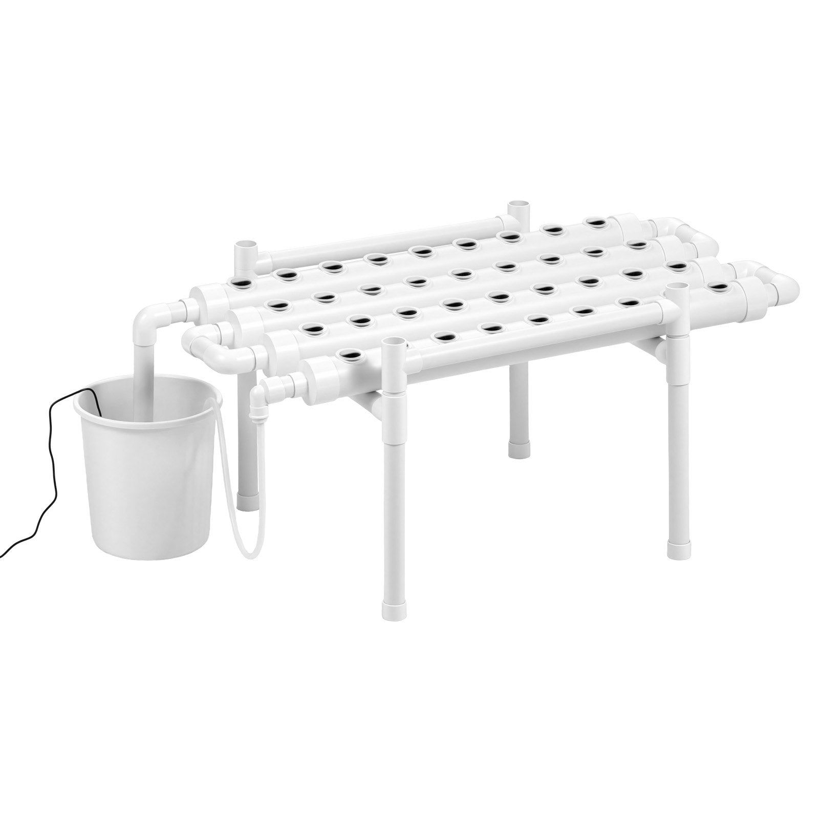 1-Tier 36-Site Hydroponic Grow Kit with Timed Irrigation, Sun-Blocking UPVC Pipes for Indoor Home Garden Vegetables & Herbs
