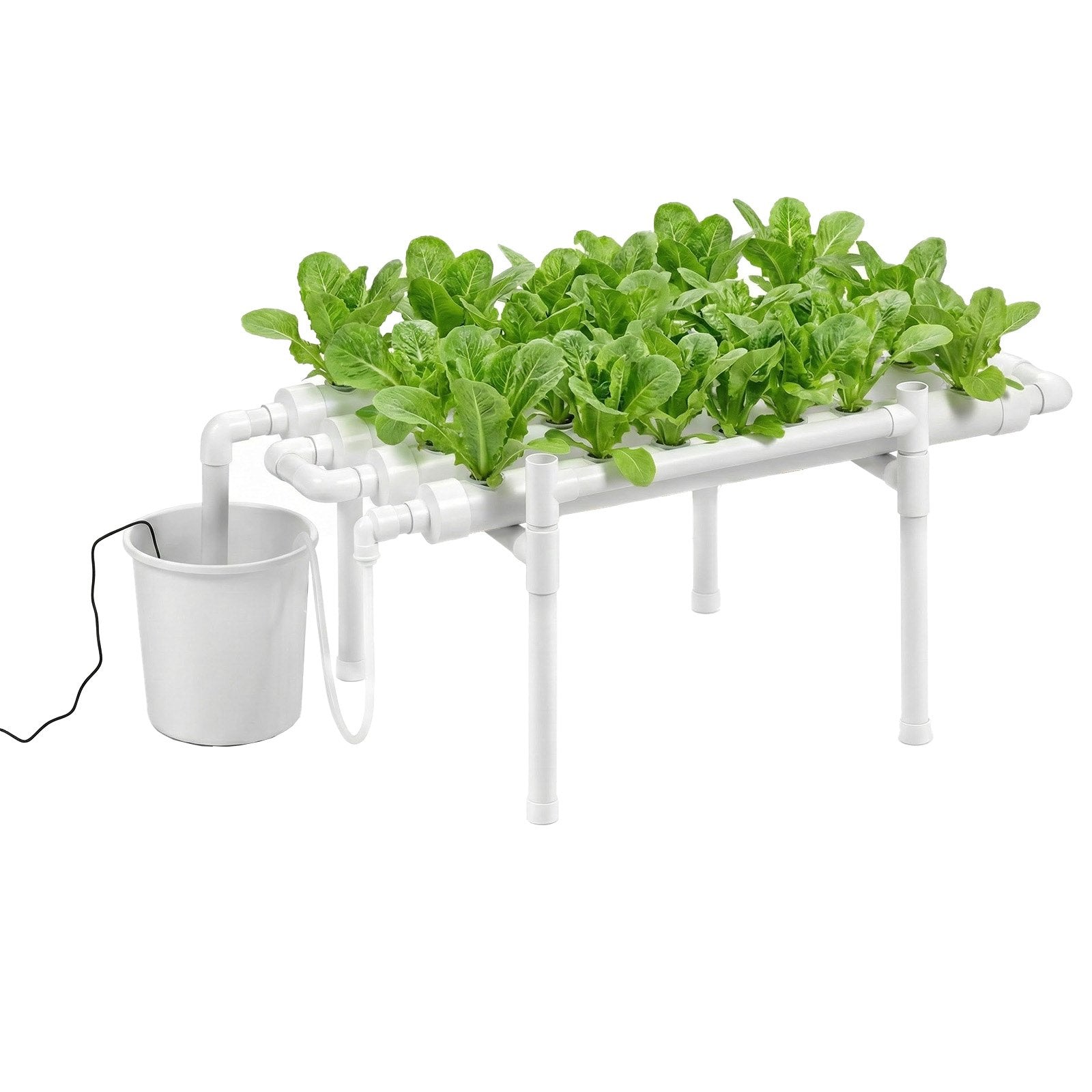 1-Tier 36-Site Hydroponic Grow Kit with Timed Irrigation, Sun-Blocking UPVC Pipes for Indoor Home Garden Vegetables & Herbs