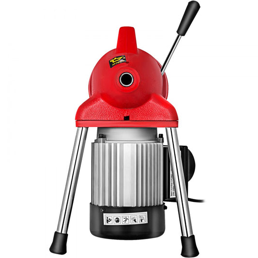 Electric Drain Auger with Autofeed and 6 Cutters for Various Pipe Sizes