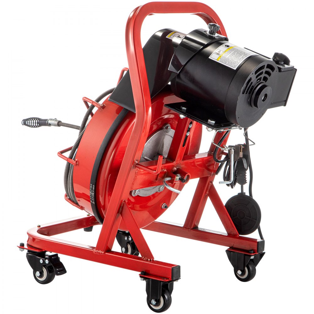 VEVOR Electric Drain Auger, 75\' x 3/8\", 250W Drain Cleaner Machine Fit 2\'\'- 4\'\' Pipes, Hair Catcher for Kitchen Sink, Bathroom Tub, Toilet Clogged, Drains Dredge, Foliose Sewers