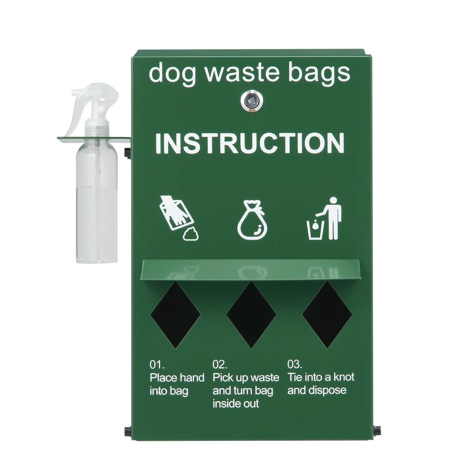 Lockable Dog Poop Bag Dispenser with Hand Wash Bottle, 600 Bags, Stake, Pole, Wall Mount for Outdoor Pet Waste Management Station
