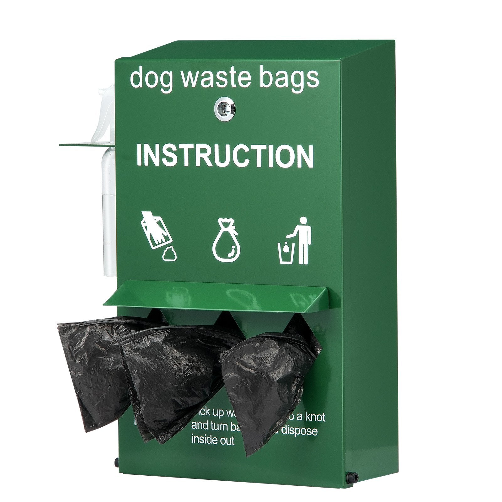 Lockable Dog Poop Bag Dispenser with Hand Wash Bottle, 600 Bags, Stake, Pole, Wall Mount for Outdoor Pet Waste Management Station