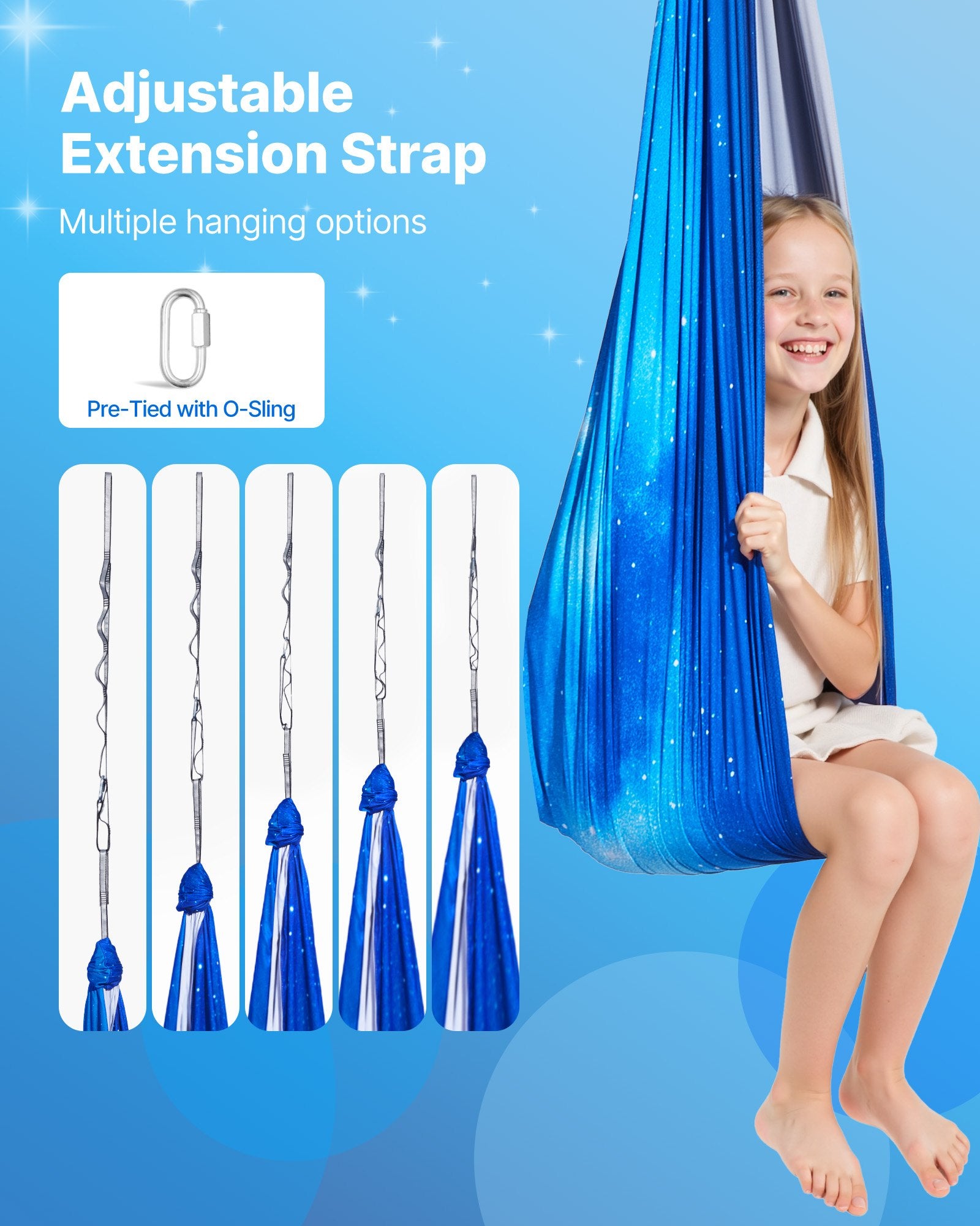 Double-Layer Sensory Hammock Swing for Kids, 360° Swivel Indoor & Outdoor, Adjustable Aerial Yoga, 300lbs Capacity, Easy Setup & Portable