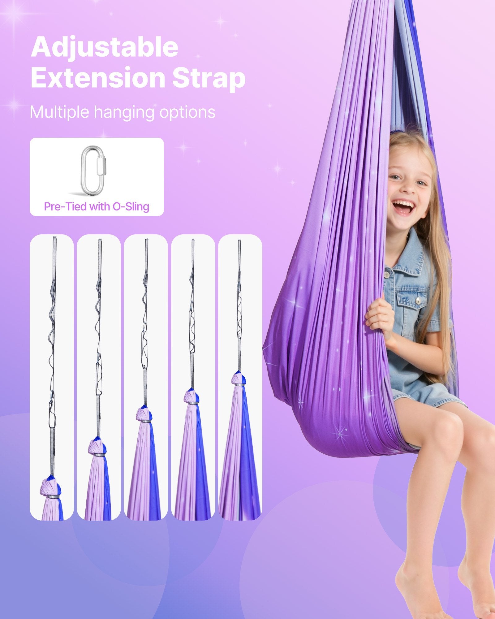 Double-Layer Sensory Swing Hammock with 360° Swivel, Indoor & Outdoor Use, Holds 300lbs, Perfect for Kids' Aerial Yoga and Relaxation