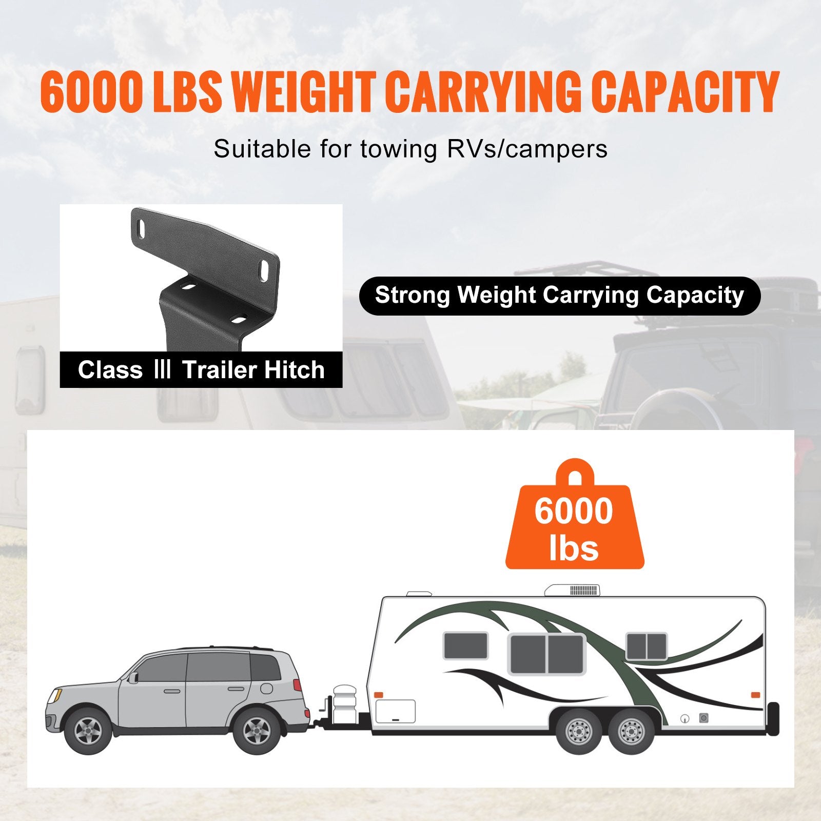Durable Class 3 Hitch for 2019-2023 Toyota RAV4 - 2-Inch Receiver, 6000 lbs Capacity, Fits Ball Mount, Cargo Carrier & More