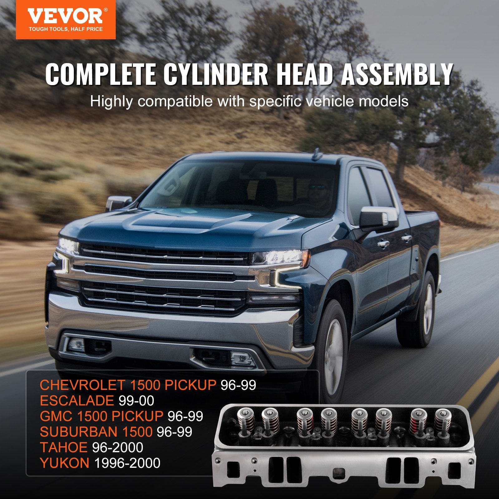 Replacement Engine Cylinder Head Assembly for CHEVROLET, GMC, ESCALADE, SUBURBAN, TAHOE - Durable Cast Iron, High Precision, Enhanced Efficiency