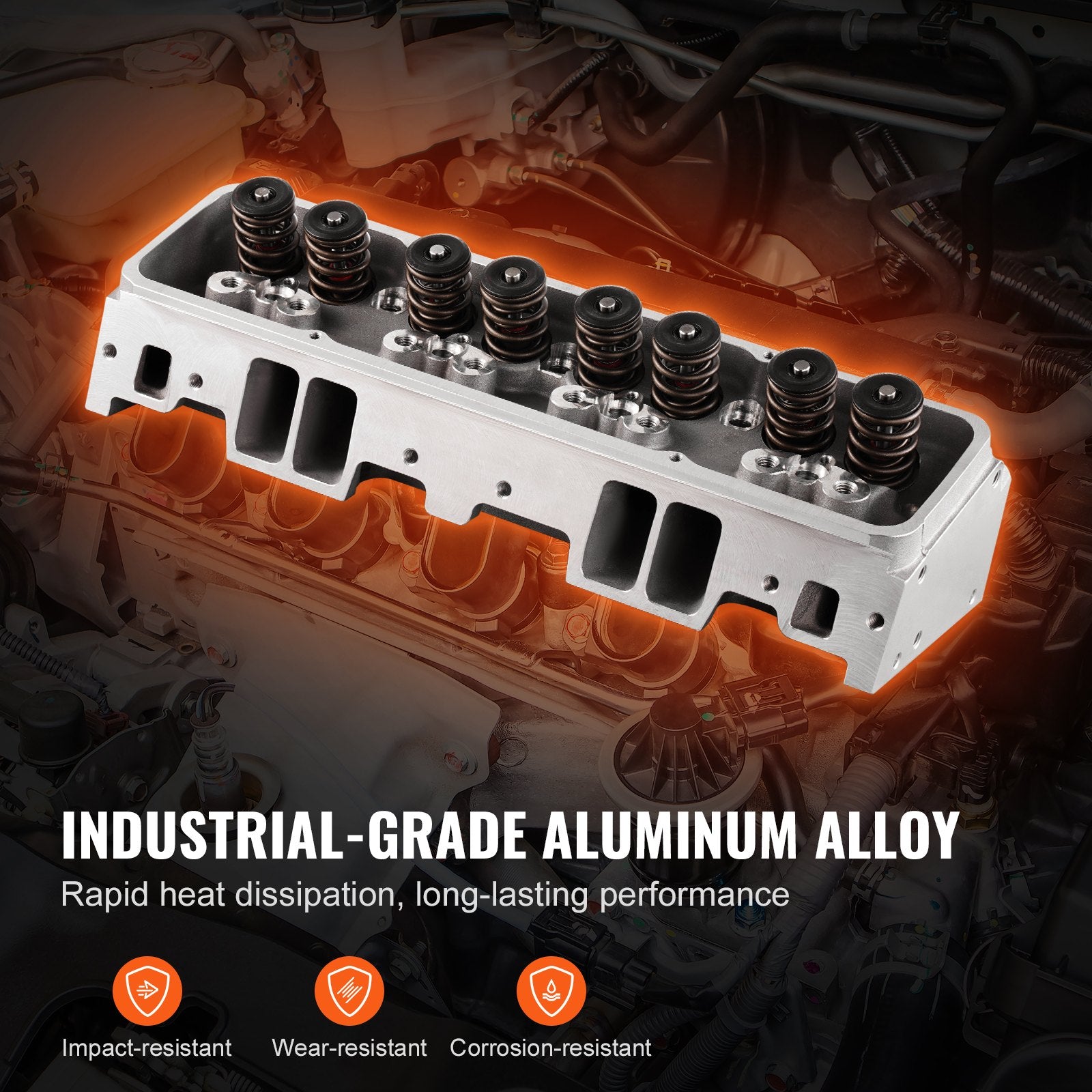 High-Performance Aluminum Cylinder Head Assembly for SBC Engines: 327/350/383, Corvette, Camaro, Z06 - Enhanced Fuel Efficiency & Precision