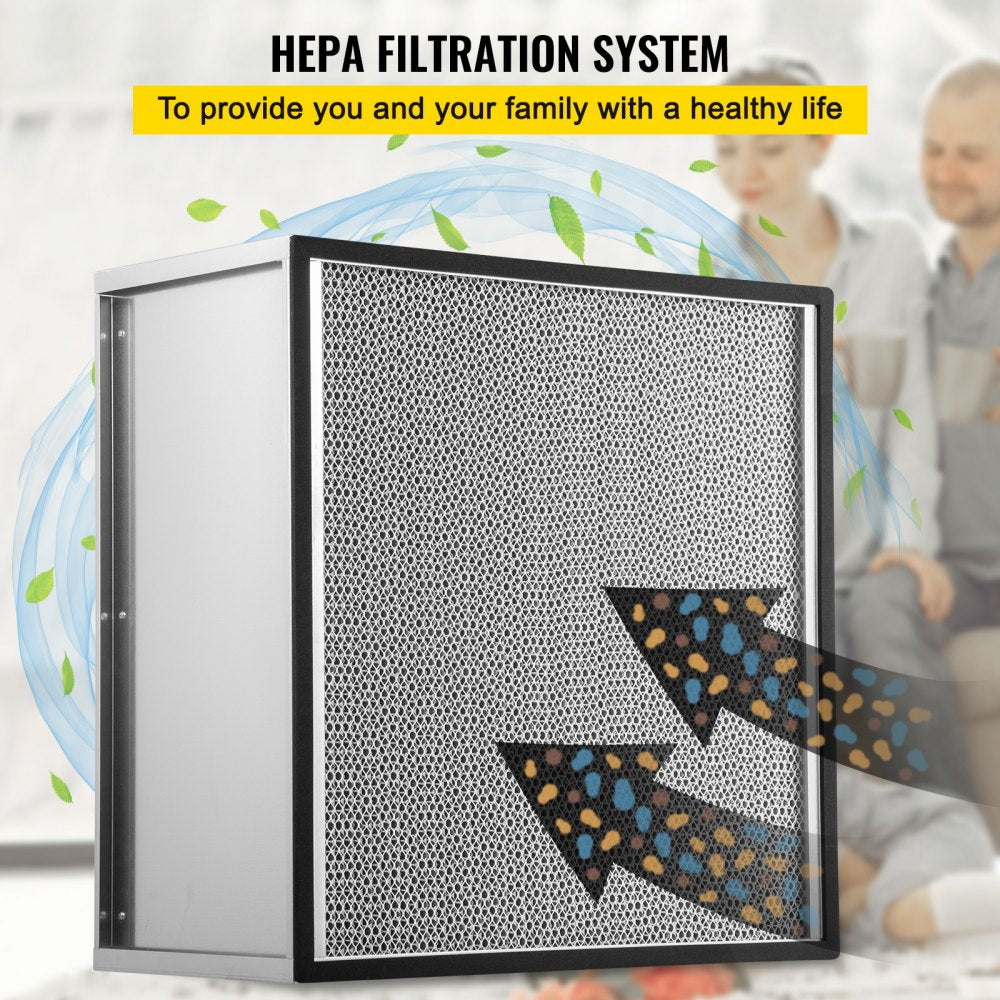 VEVOR Filter Replacement, 24''x24''x11.5'' AC Filter, True HEPA Pleated Air Filter, Air Filter Replacement with Durable Galvanized Frame, 99.97% Standard Filter Compatible for HEPA Filter Novair 2000