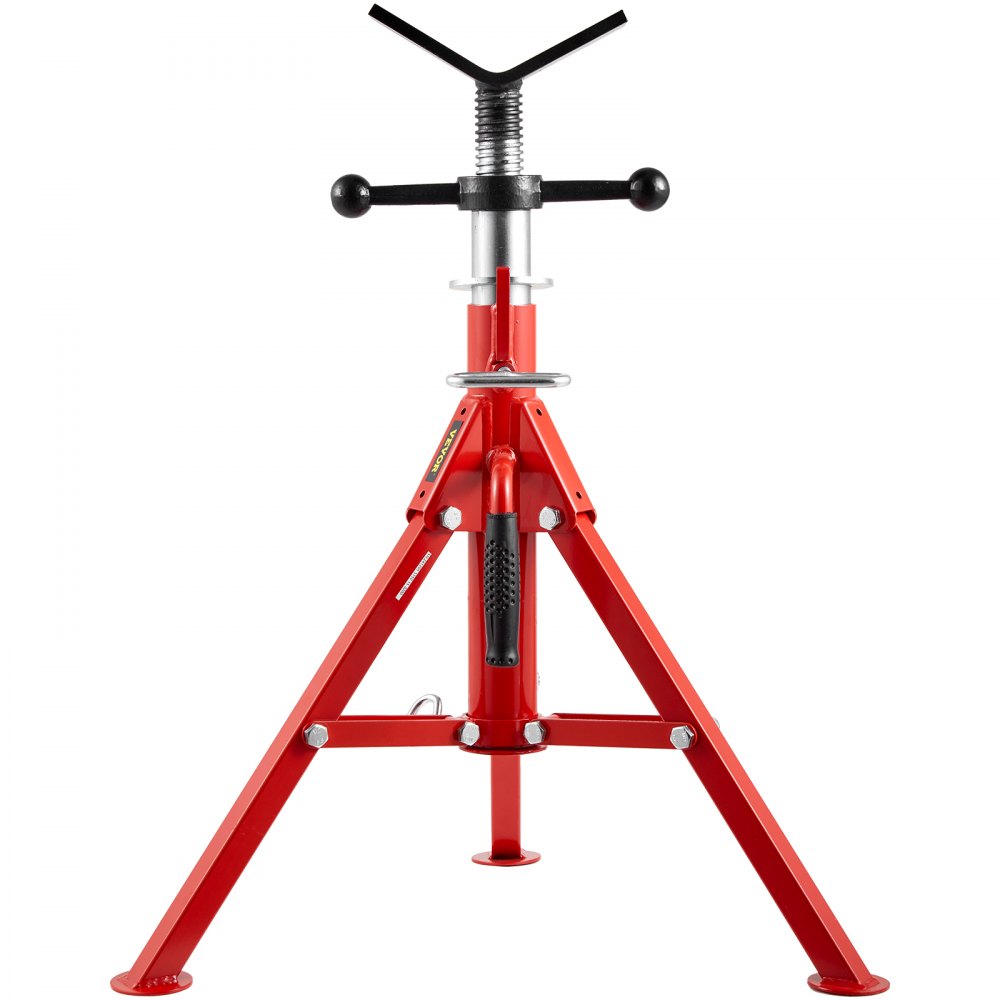 VEVOR V Head Pipe Stand 1/8\"-12\" Capacity, Adjustable Height 24\"-42\", Pipe Jack Stands 2500 lb. Load Capacity, Portable Folding Pipe Stands, Carbon Steel Body More Durable