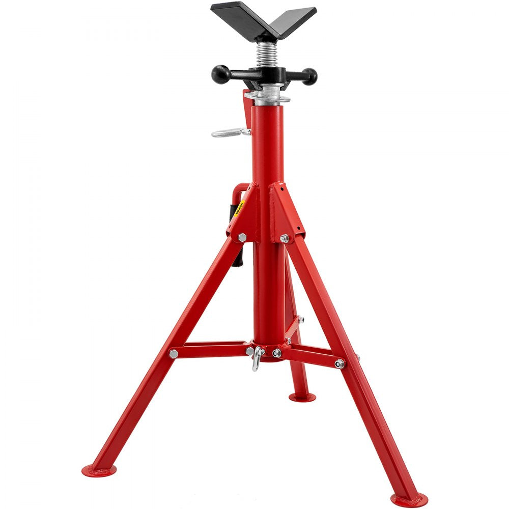 Adjustable V Head Pipe Stand with 1/8"-12" Capacity and 2500 lb Load - Portable and Durable Carbon Steel Construction, Height Range 28"-52"