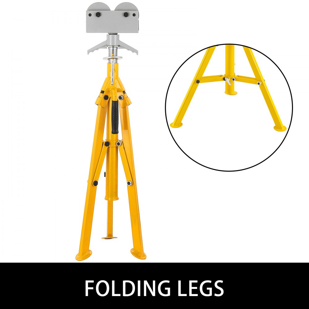 Pipe Stand Fold-a-jack Roller Head, Pipe Capacity 12", Height 32" To 55", 2500lb