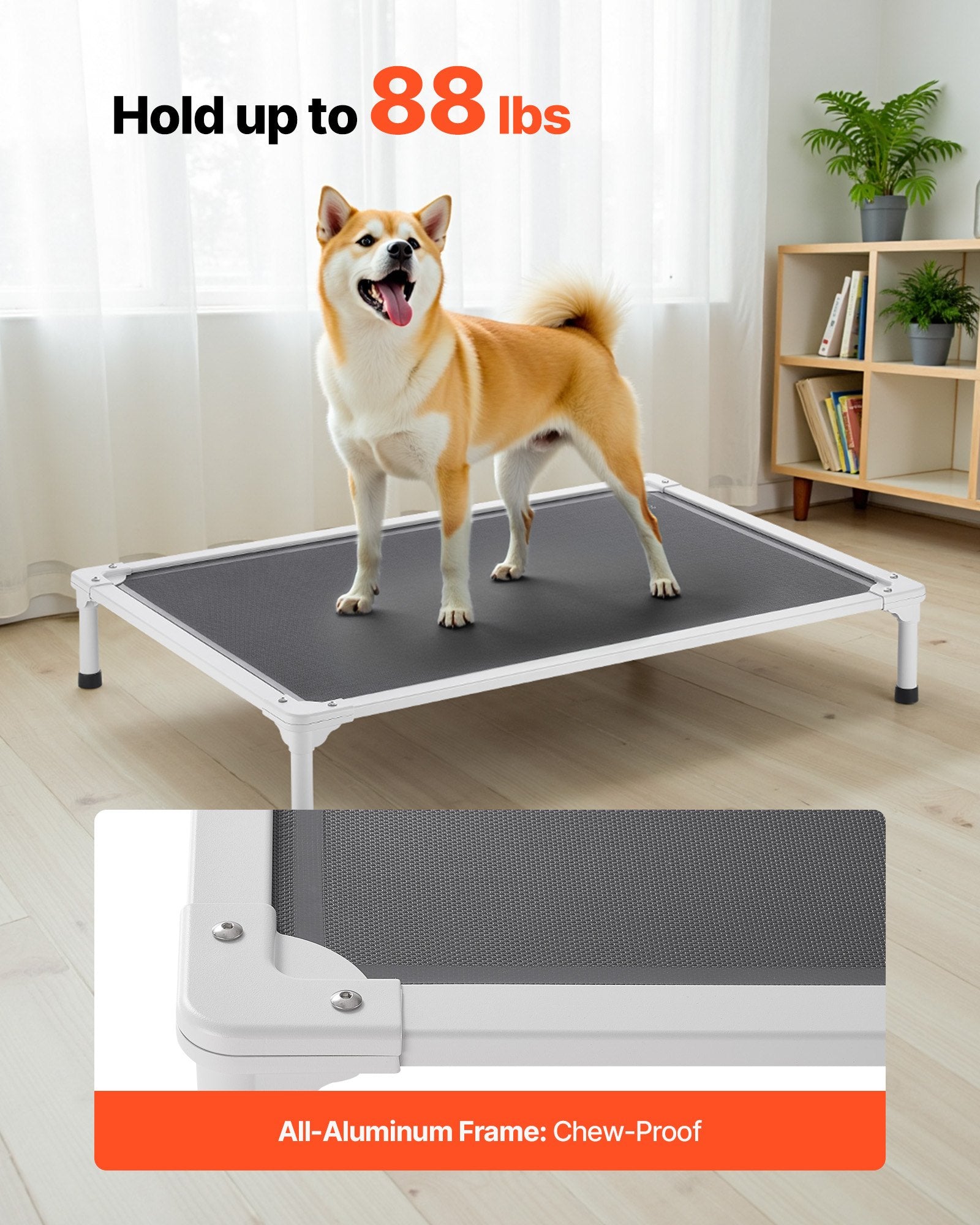 Title: Large Dog Elevated Bed with Heavy-Duty Aluminum Frame - Portable, Cooling, Indoor & Outdoor Hammock, Easy Assembly, Gray