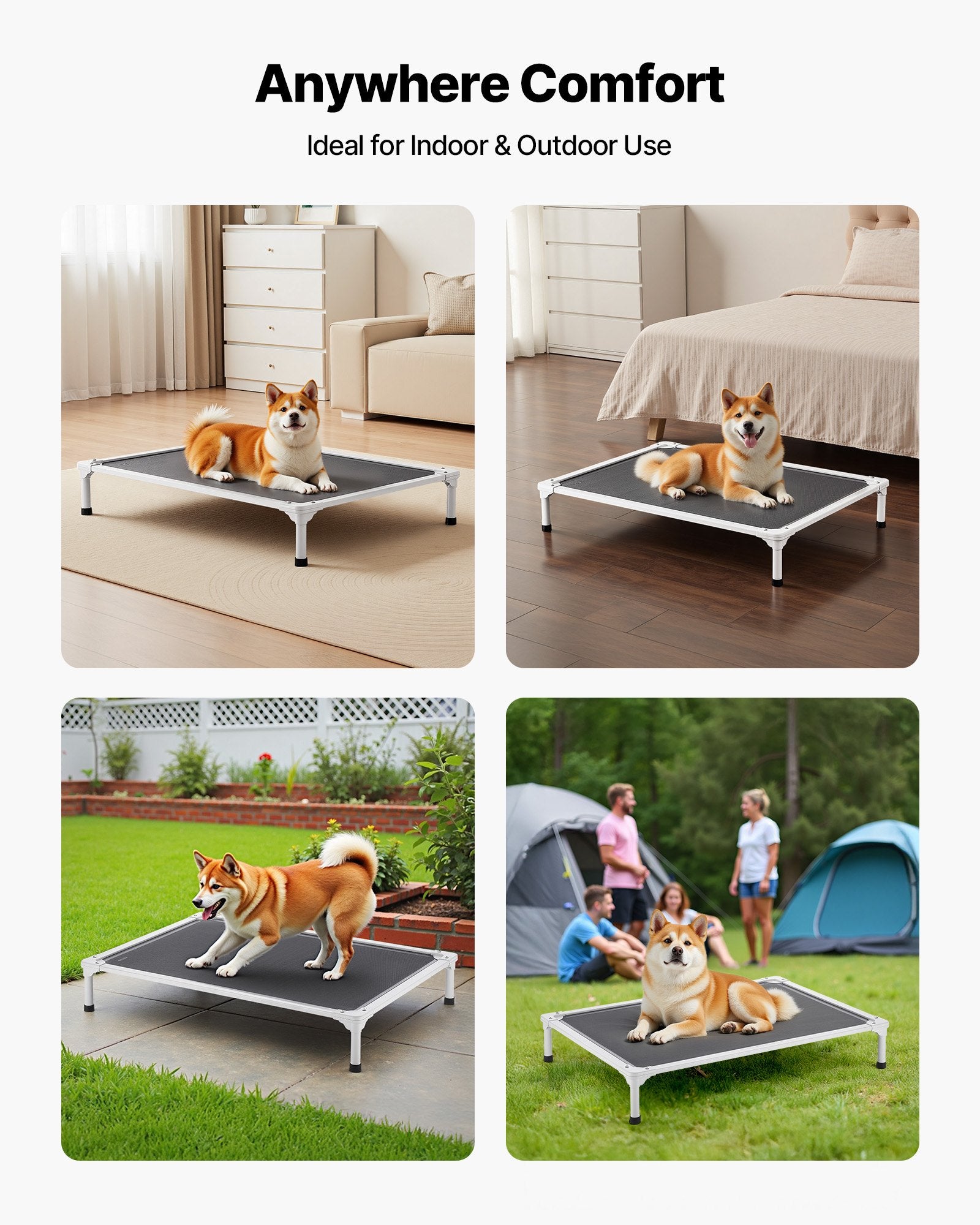 Title: Large Dog Elevated Bed with Heavy-Duty Aluminum Frame - Portable, Cooling, Indoor & Outdoor Hammock, Easy Assembly, Gray