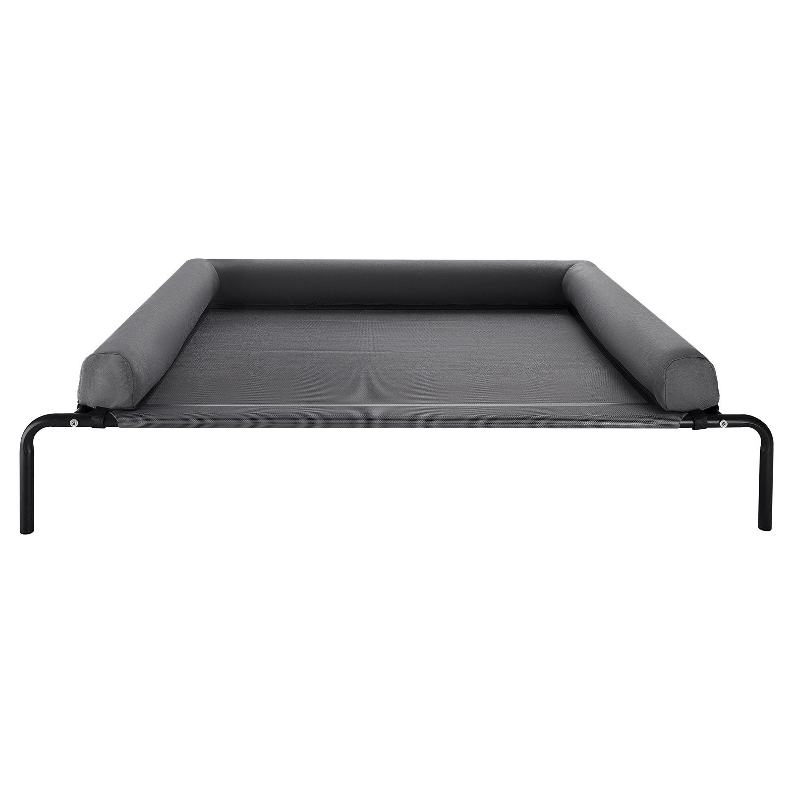 XL Gray Elevated Dog Bed for Large Breeds - Portable Raised Cot with Washable Pillow, Steel Frame, Breathable Mesh, Indoor/Outdoor Use