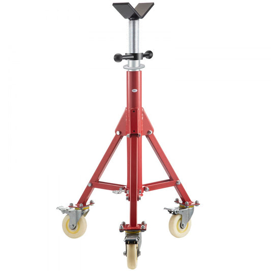 VEVOR Pipe Stand, Pipe Jack Stand, V Head Pipe Stand Adjustable Height 28-52 Inch, Pipe Jack Stands with Casters, Folding Portable Pipe Stands 1/8 to 12 Inch Pipe Supporting, Steel Jack Stand