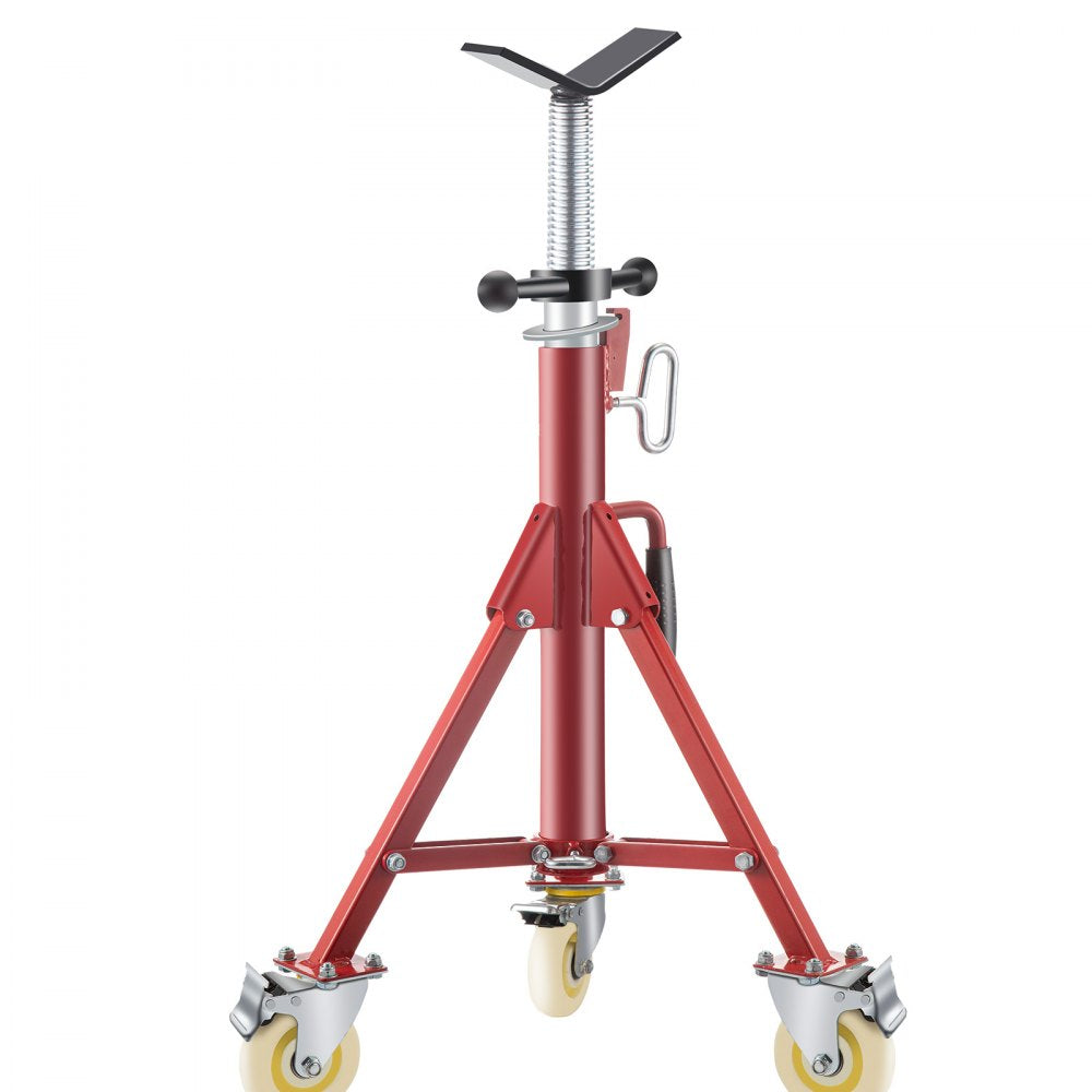 VEVOR Pipe Stand, Pipe Jack Stand, V Head Pipe Stand Adjustable Height 28-52 Inch, Pipe Jack Stands with Casters, Folding Portable Pipe Stands 1/8 to 12 Inch Pipe Supporting, Steel Jack Stand