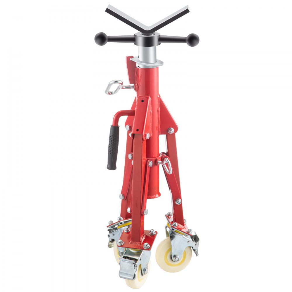 VEVOR Pipe Stand, Pipe Jack Stand, V Head Pipe Stand Adjustable Height 28-52 Inch, Pipe Jack Stands with Casters, Folding Portable Pipe Stands 1/8 to 12 Inch Pipe Supporting, Steel Jack Stand