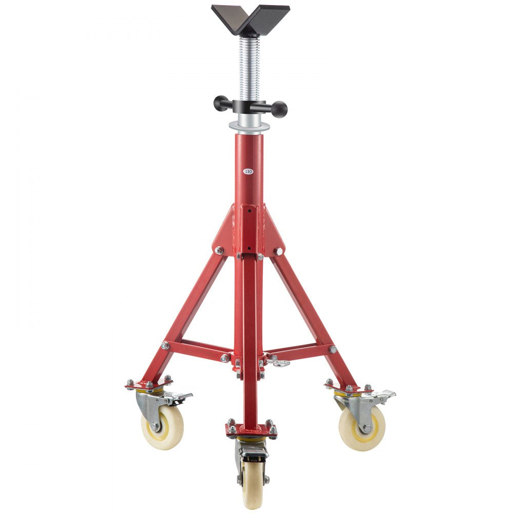VEVOR Pipe Stand, Pipe Jack Stand, V Head Pipe Stand Adjustable Height 28-52 Inch, Pipe Jack Stands with Casters, Folding Portable Pipe Stands 1/8 to 12 Inch Pipe Supporting, Steel Jack Stand