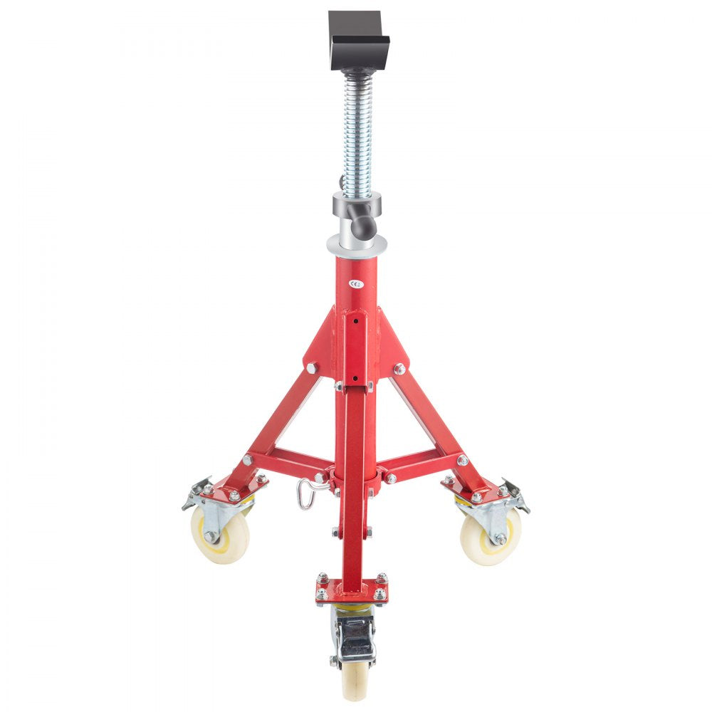 VEVOR Pipe Stand, Pipe Jack Stand, V Head Pipe Stand Adjustable Height 20-37 Inch, Pipe Jack Stands with Casters 882 LB, Folding Portable Pipe Stands 1/8 to 12 Inch Pipe Supporting, Steel Jack Stand