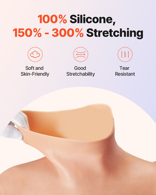 Premium D-Cup Silicone Bodysuit for Crossdressers - Realistic Silk Cotton-Filled Breastplate, Fake Boobs for Transgender, Cosplay, Drag Queen, Nude