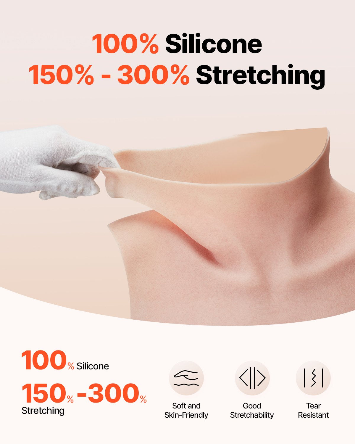 C-Cup Realistic Silicone Breastplate for Crossdressers, Transgender & Drag Queen Cosplay, High Neckline Fake Boobs, Ivory Finish
