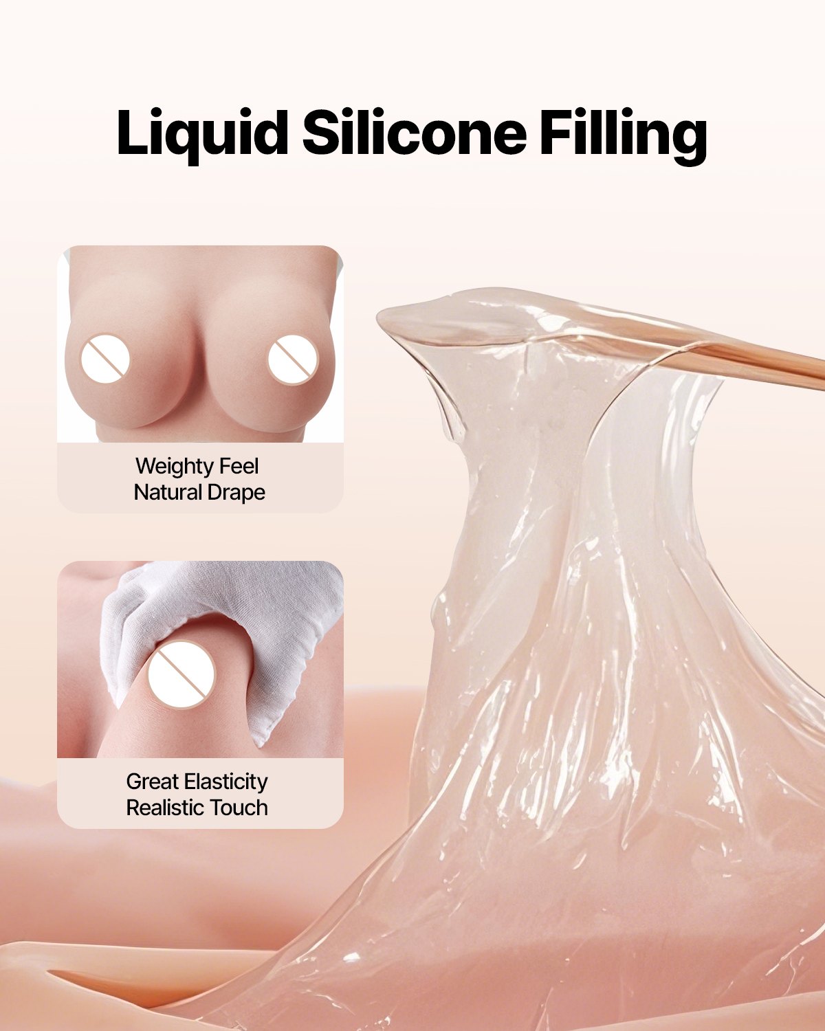 C-Cup Realistic Silicone Breastplate for Crossdressers, Transgender & Drag Queen Cosplay, High Neckline Fake Boobs, Ivory Finish