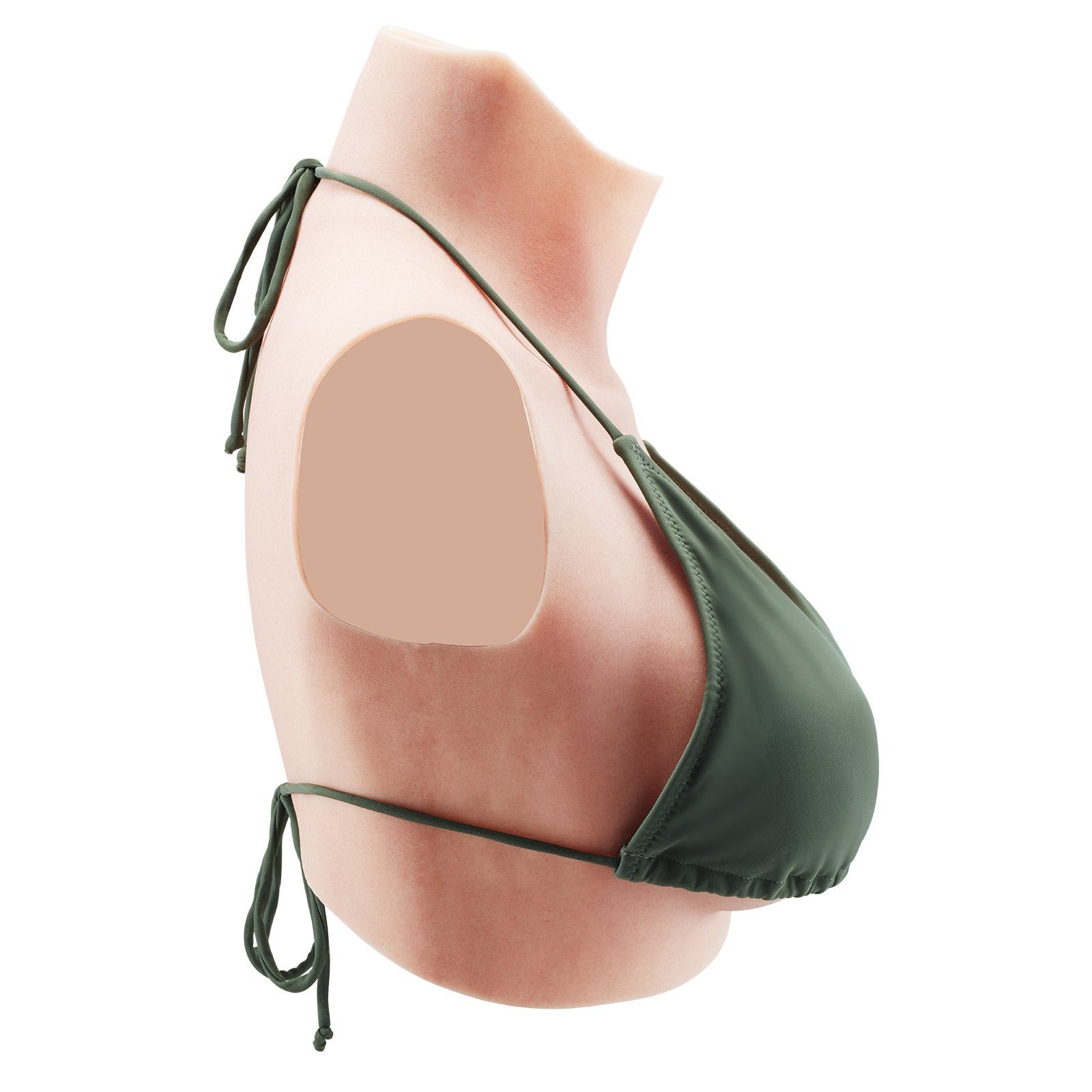 C-Cup Realistic Silicone Breastplate for Crossdressers, Transgender & Drag Queen Cosplay, High Neckline Fake Boobs, Ivory Finish