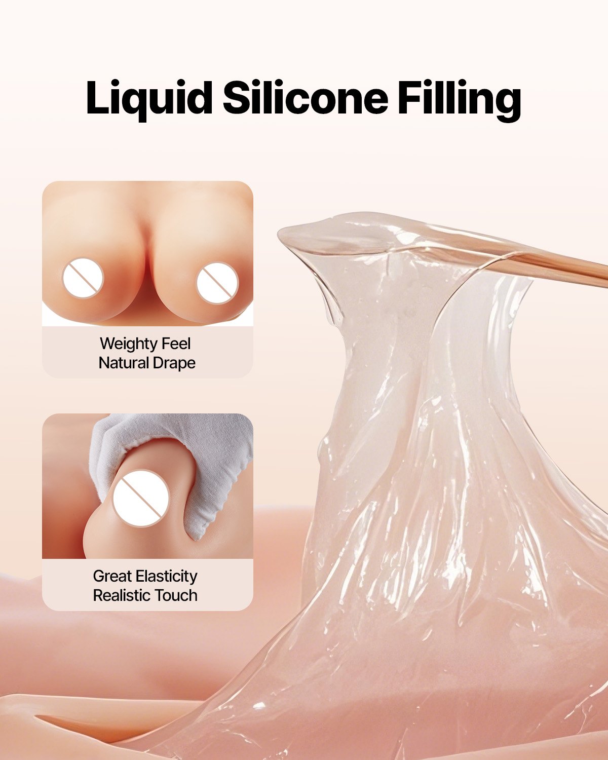 Silicone E-Cup Breastplate for Crossdressers and Transgender Cosplay - Realistic High Neckline Fake Breasts, Drag Queen Costume Accessory, Ivory