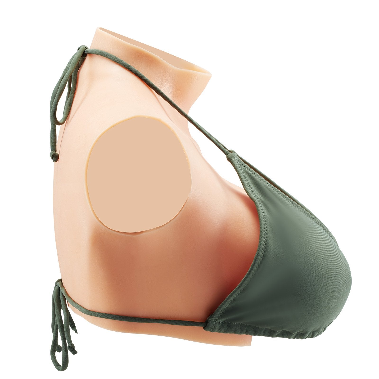 Silicone E-Cup Breastplate for Crossdressers and Transgender Cosplay - Realistic High Neckline Fake Breasts, Drag Queen Costume Accessory, Ivory