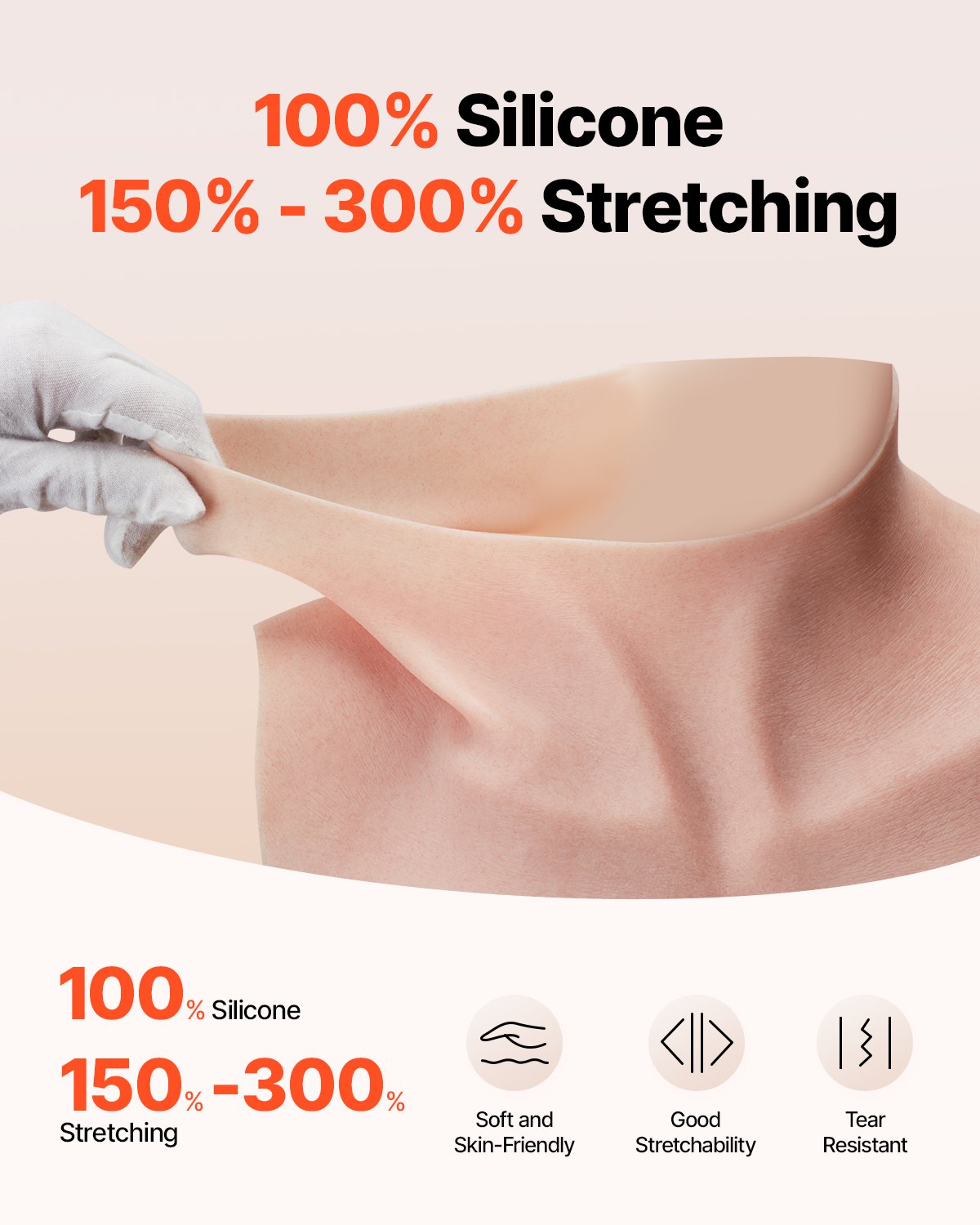 K Size High Neck Silicone Breastplate for Crossdressers, Realistic Fake Breasts for Transgender, Cosplay, Drag Queen in Ivory