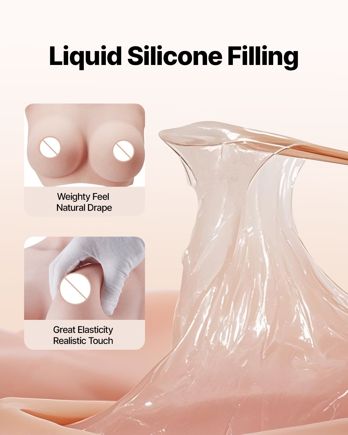 High Neck D-Cup Silicone Breastplate, Realistic Ivory Boob Forms for Crossdressers, Transgender, Cosplay, Drag Queen Accessory