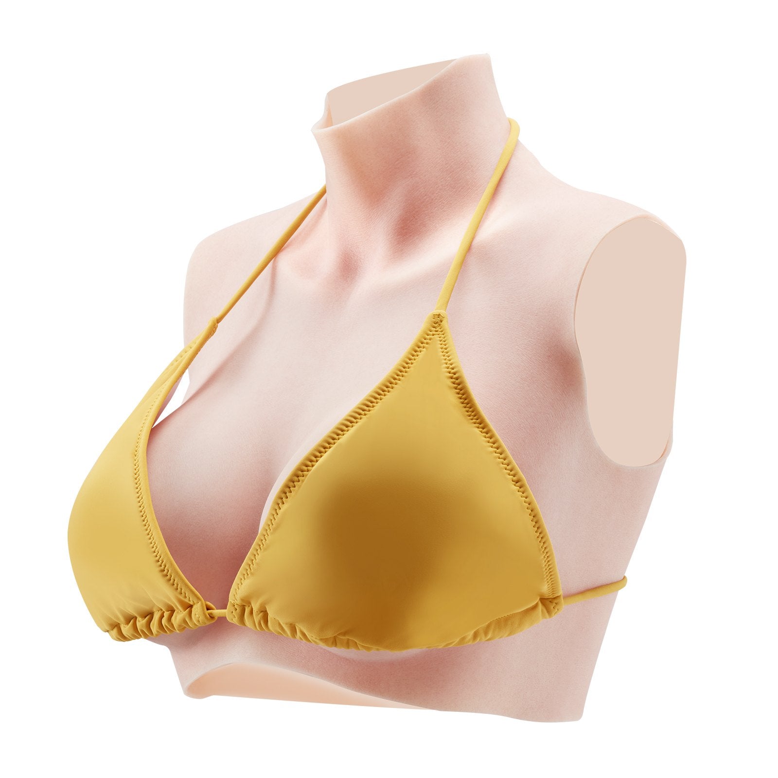 High Neck D-Cup Silicone Breastplate, Realistic Ivory Boob Forms for Crossdressers, Transgender, Cosplay, Drag Queen Accessory