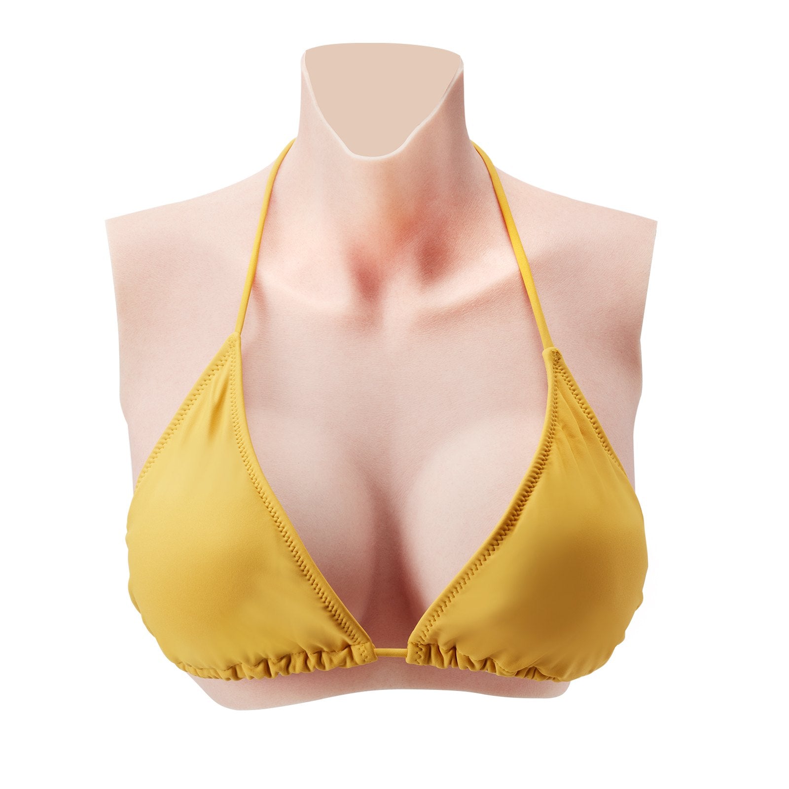 High Neck D-Cup Silicone Breastplate, Realistic Ivory Boob Forms for Crossdressers, Transgender, Cosplay, Drag Queen Accessory