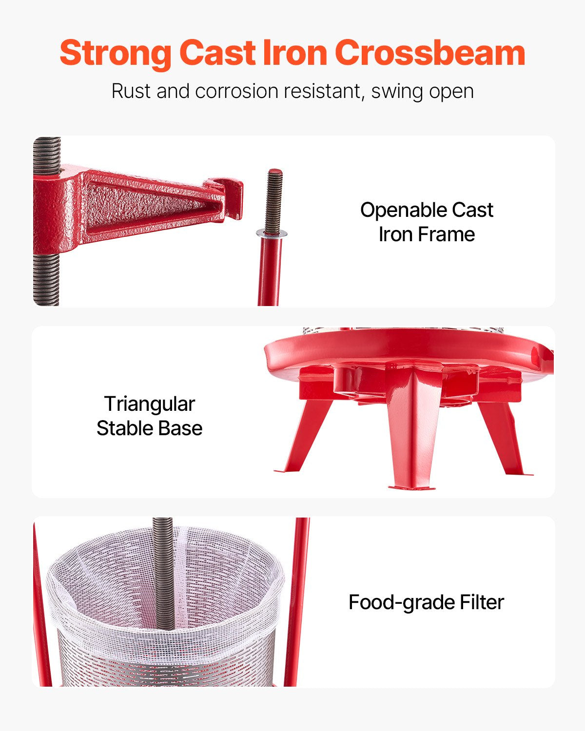 Heavy-Duty 3.69 Gal/14L Fruit Wine Press: Stainless Steel, Manual Juice Maker for Cider, Apple, Grape, Tincture with T-Handle, Ideal for Home Kitchen