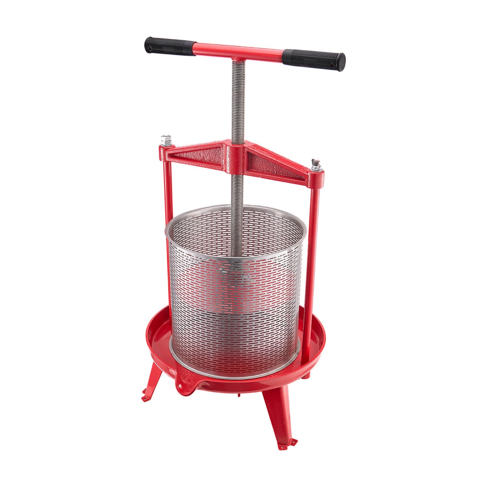 Heavy-Duty 3.69 Gal/14L Fruit Wine Press: Stainless Steel, Manual Juice Maker for Cider, Apple, Grape, Tincture with T-Handle, Ideal for Home Kitchen