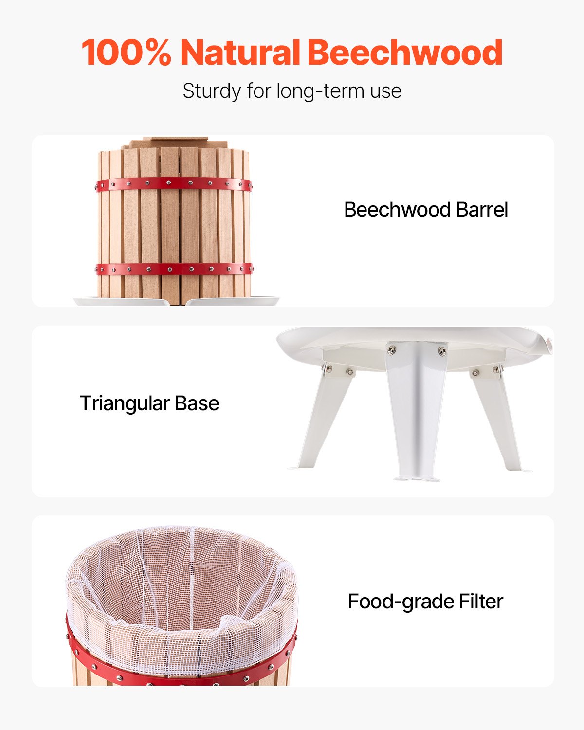 3.2 Gal/12L Manual Fruit Wine Press, Heavy Duty Juice Maker with Solid Wood Basket & Handle for Apple, Grape, Olive Oil, Cider, & Honey Extraction
