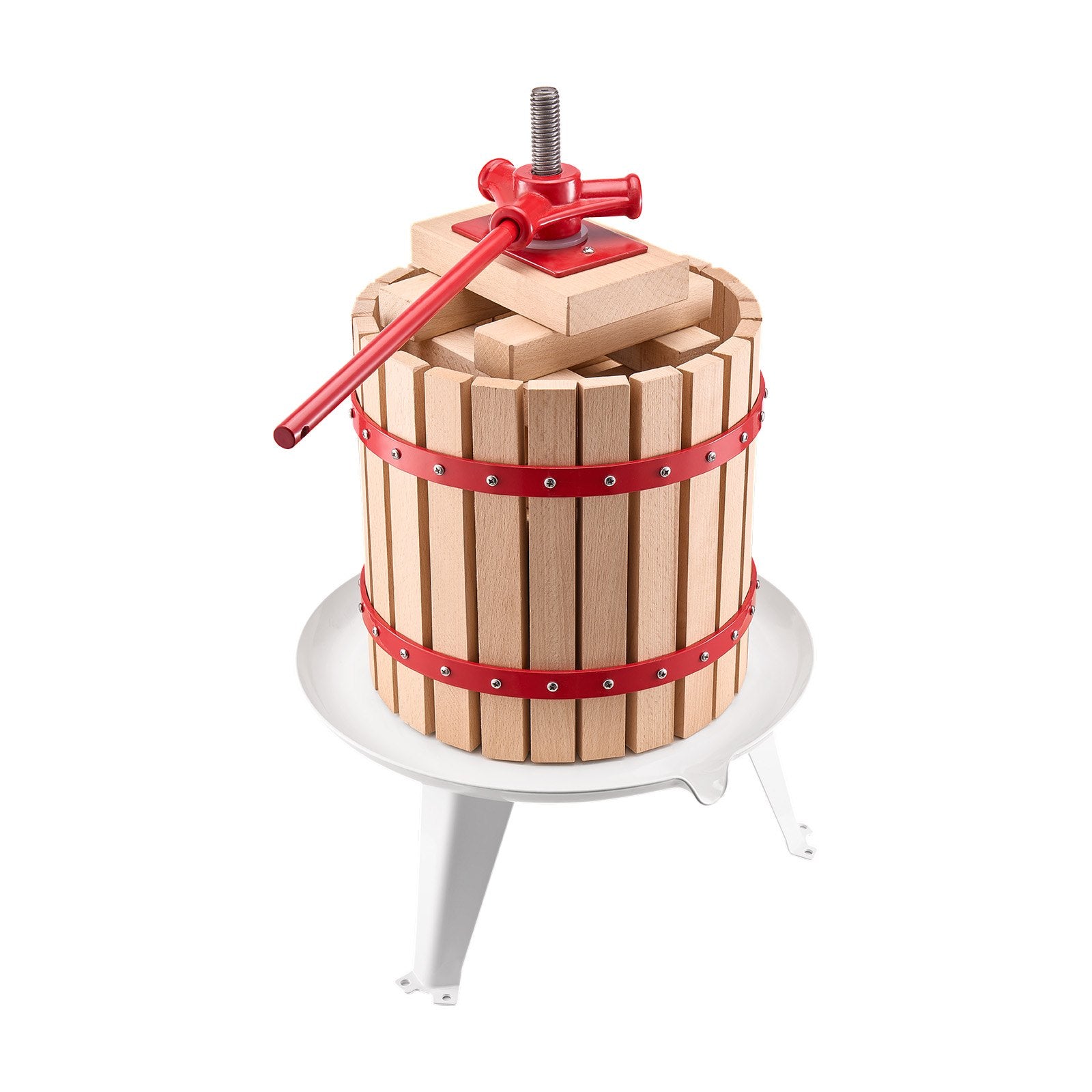 3.2 Gal/12L Manual Fruit Wine Press, Heavy Duty Juice Maker with Solid Wood Basket & Handle for Apple, Grape, Olive Oil, Cider, & Honey Extraction