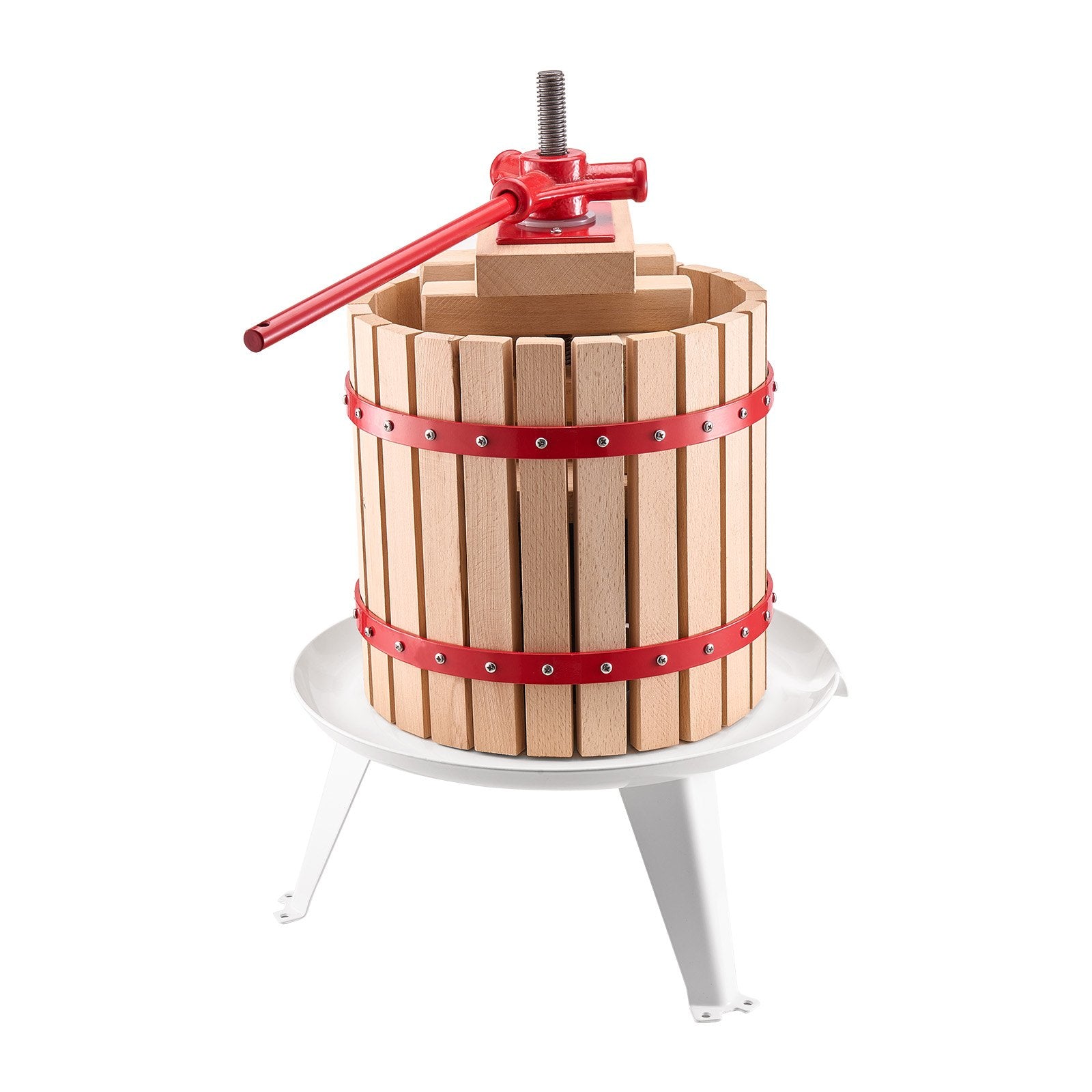 3.2 Gal/12L Manual Fruit Wine Press, Heavy Duty Juice Maker with Solid Wood Basket & Handle for Apple, Grape, Olive Oil, Cider, & Honey Extraction