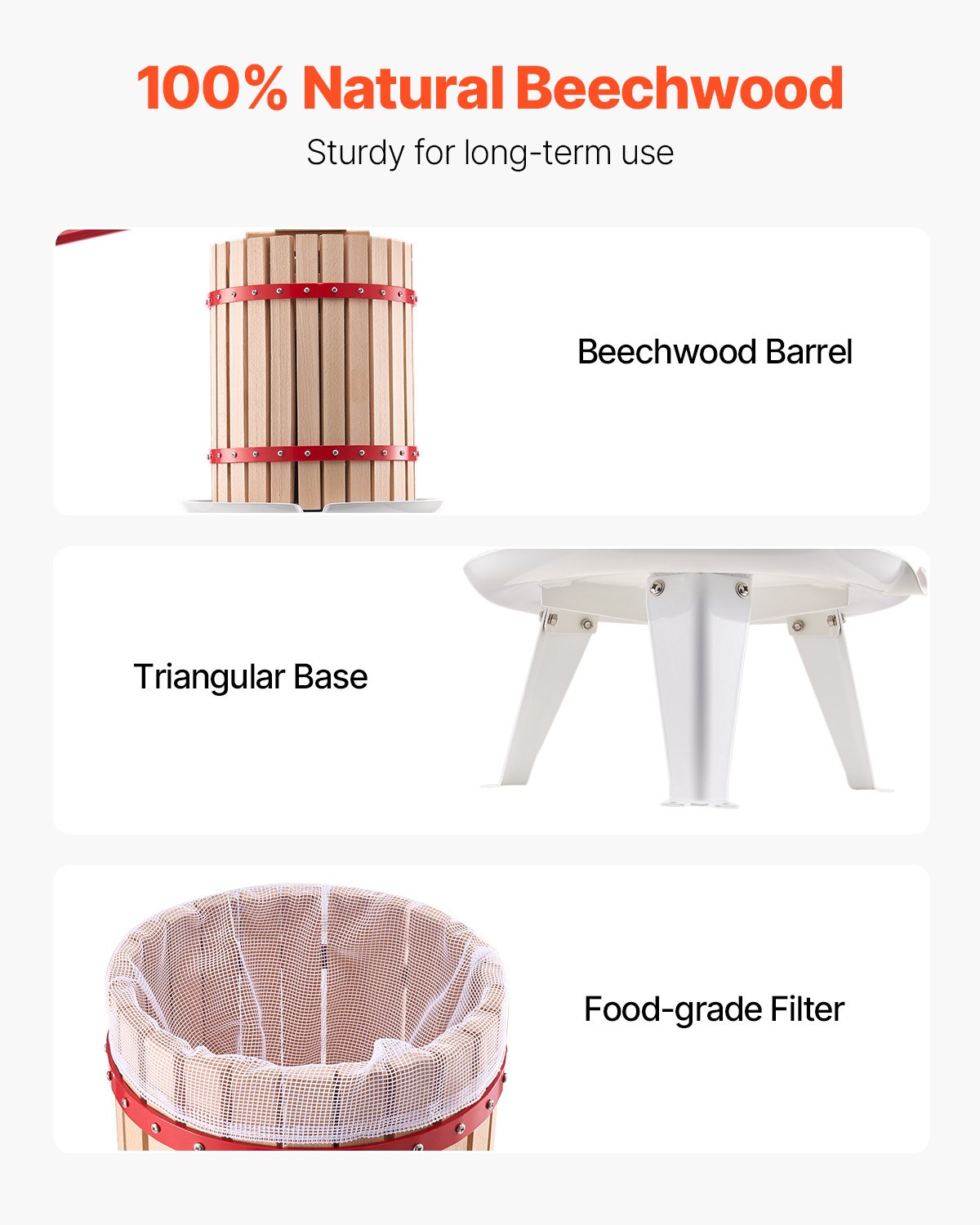 Heavy Duty 4.75 Gal Fruit Wine & Cider Press, Solid Wood Basket, Manual Juice Maker for Apple, Grape, Honey, Olive Oil & More