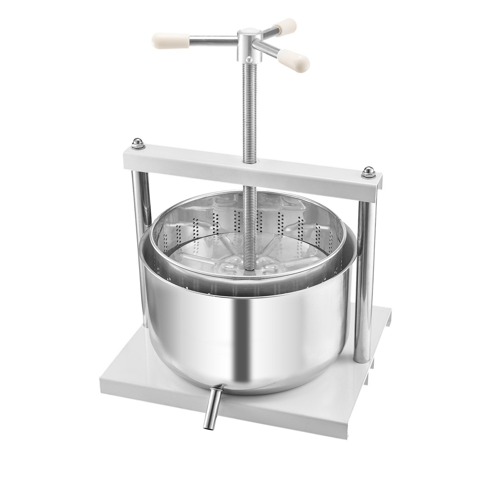 12L Fruit Wine Press with Dual Stainless Steel Barrels - Manual Juice Maker for Cider, Apple, Grape, Olive Oil & More, Ideal for Home & Outdoor Kitchen Use, Featuring Triangular Handle & Robust Design