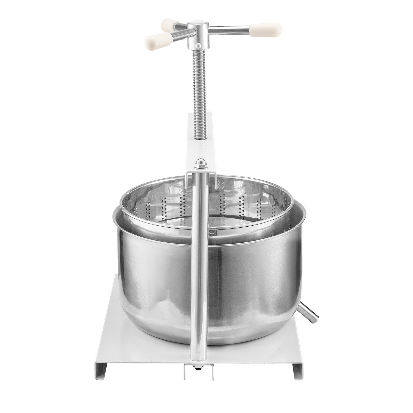 12L Fruit Wine Press with Dual Stainless Steel Barrels - Manual Juice Maker for Cider, Apple, Grape, Olive Oil & More, Ideal for Home & Outdoor Kitchen Use, Featuring Triangular Handle & Robust Design