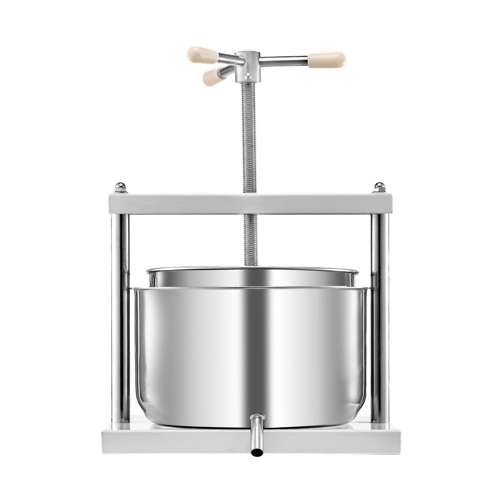 12L Fruit Wine Press with Dual Stainless Steel Barrels - Manual Juice Maker for Cider, Apple, Grape, Olive Oil & More, Ideal for Home & Outdoor Kitchen Use, Featuring Triangular Handle & Robust Design